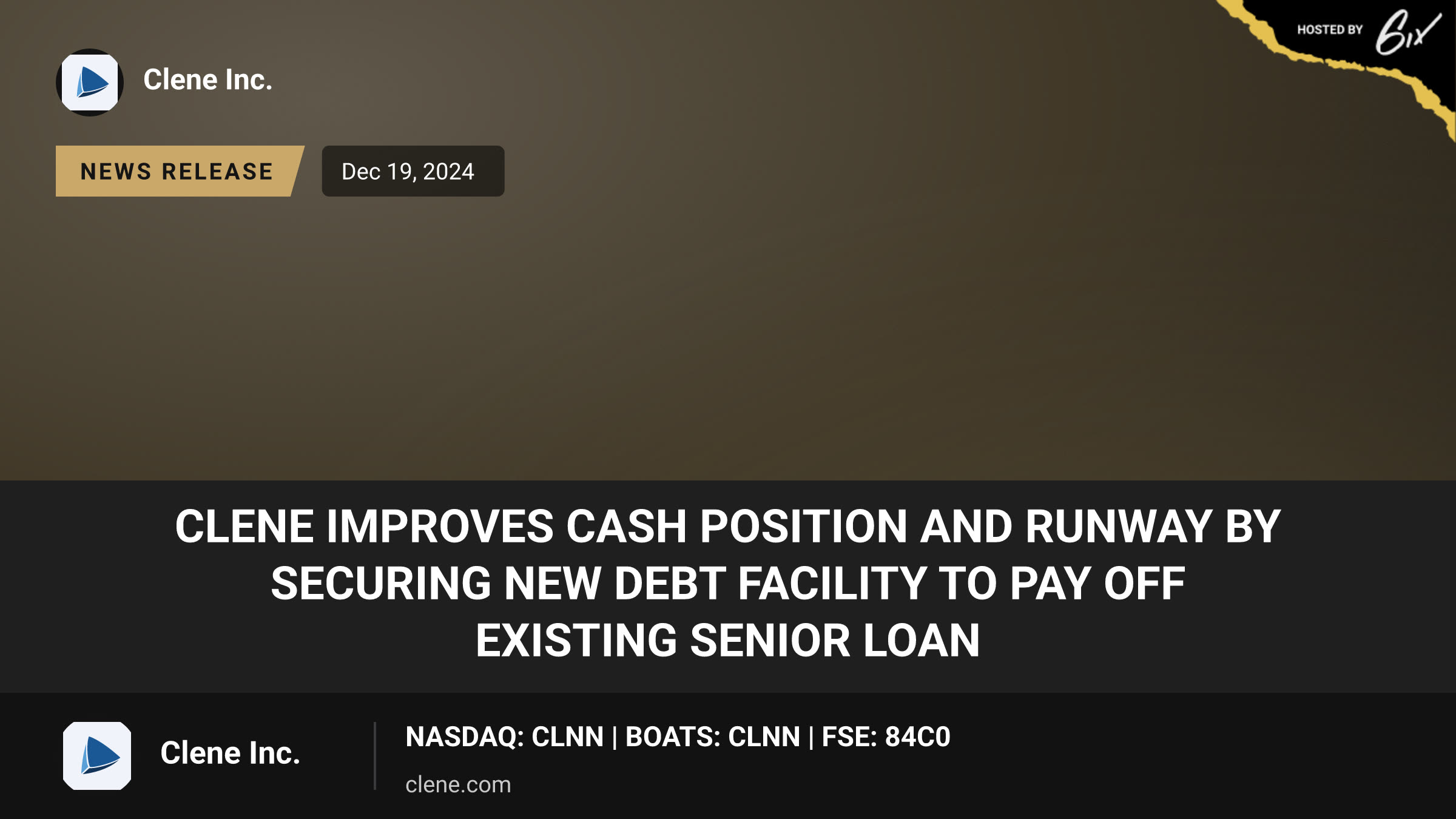 Clene Improves Cash Position and Runway by Securing New Debt Facility to Pay Off Existing Senior Loan