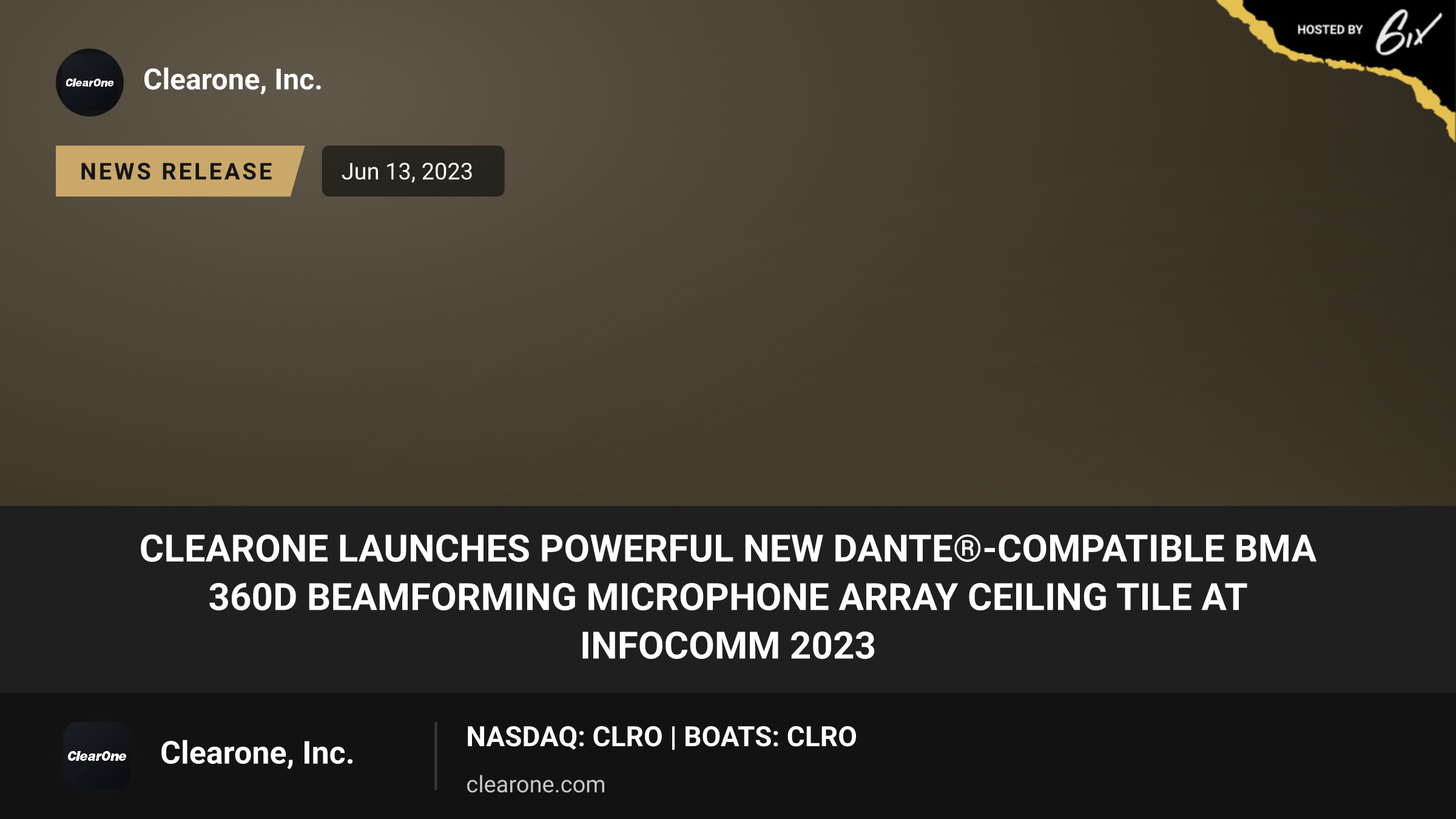 ClearOne Launches Powerful New Dante®-Compatible BMA 360D Beamforming Microphone Array Ceiling Tile at InfoComm 2023