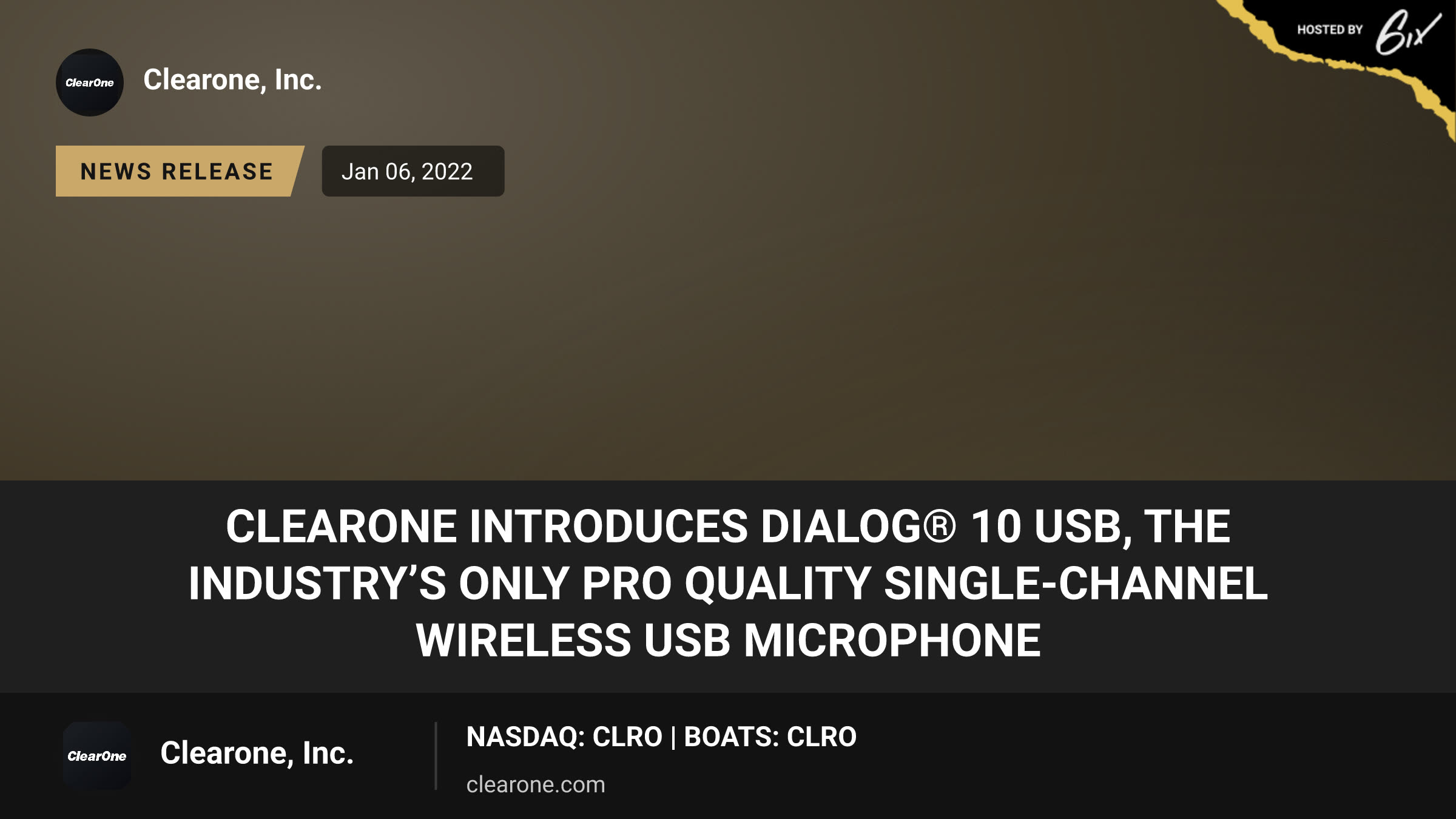ClearOne Introduces DIALOG® 10 USB, the Industry’s Only Pro Quality Single-Channel Wireless USB Microphone