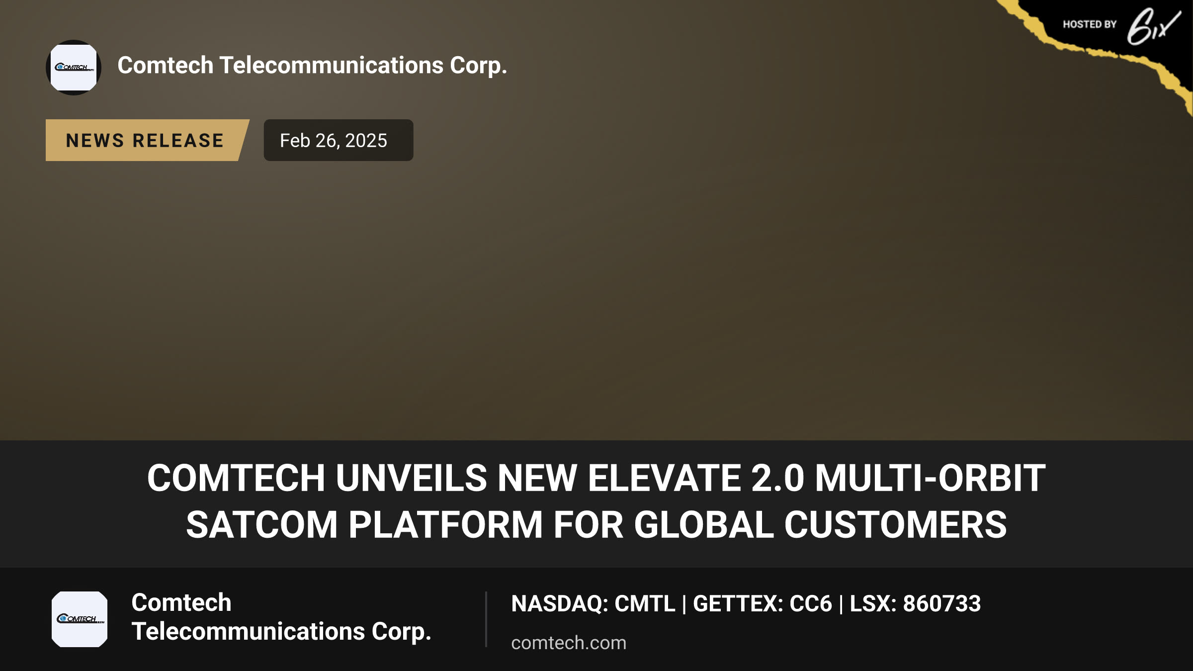 Comtech Unveils New ELEVATE 2.0 Multi-Orbit SATCOM Platform for Global Customers