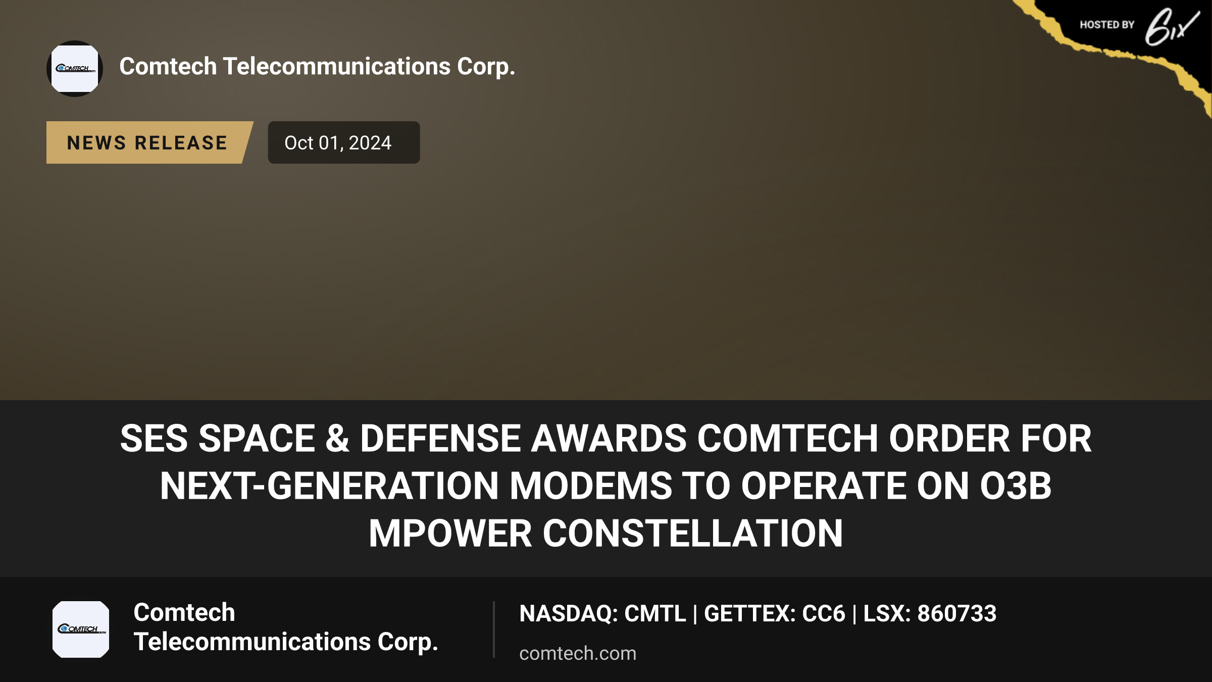 SES Space & Defense Awards Comtech Order for Next-generation Modems to Operate on O3b mPOWER Constellation