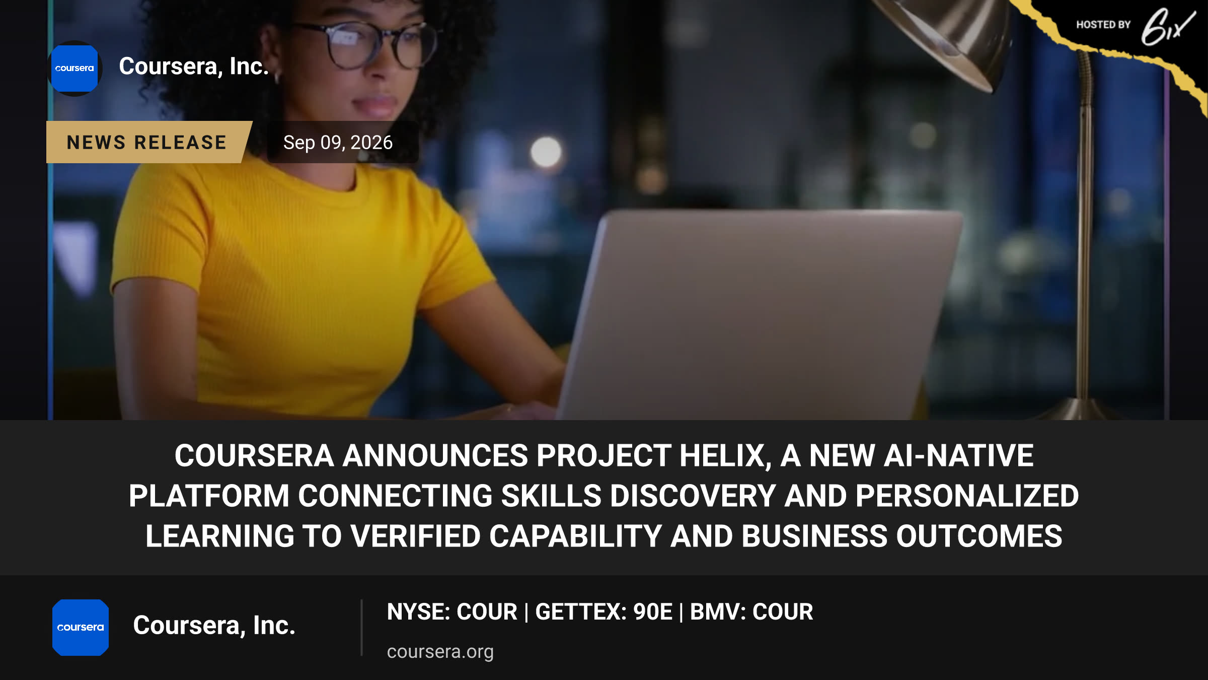 Coursera Announces Project Helix, a New AI-Native Platform Connecting Skills Discovery and Personalized Learning to Verified Capability and Business Outcomes