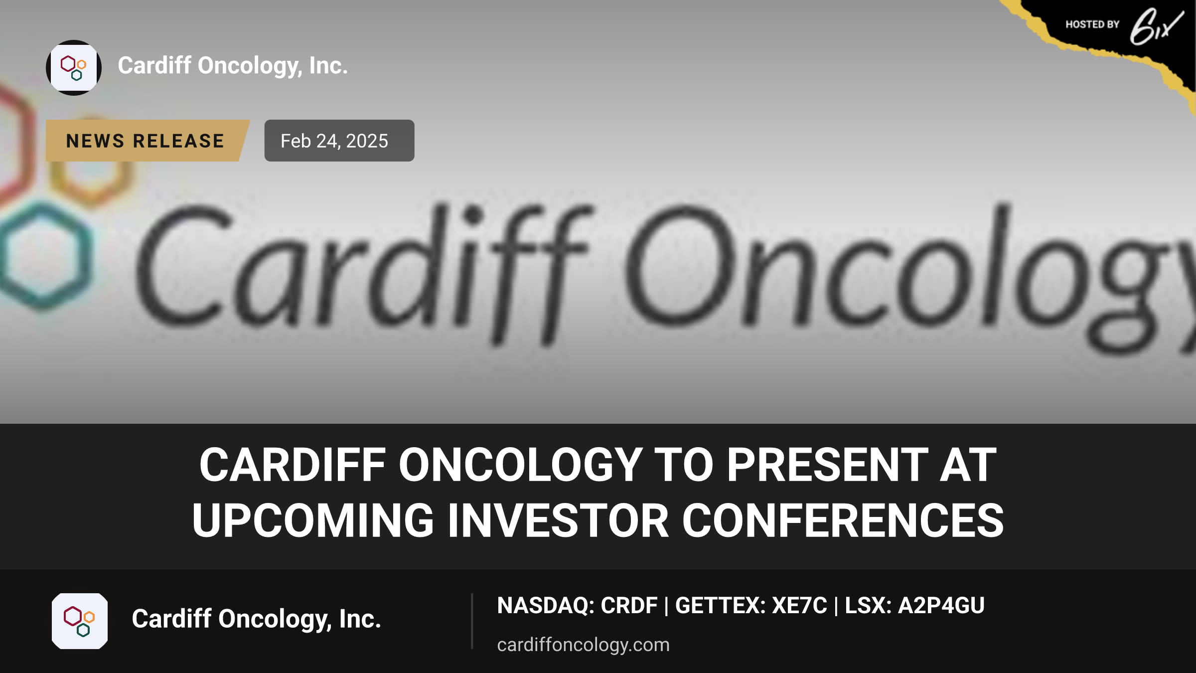 Cardiff Oncology to Present at Upcoming Investor Conferences