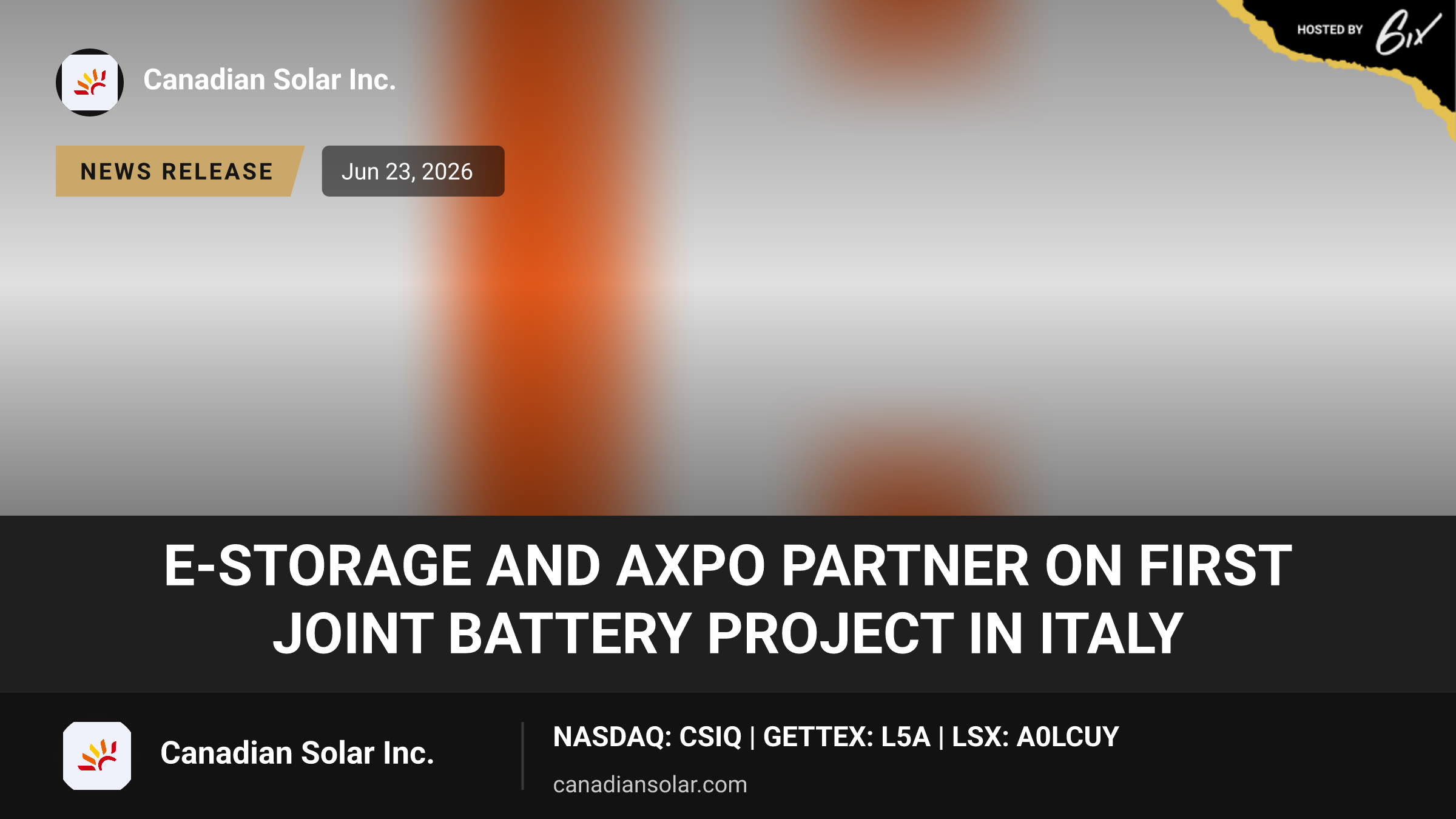 e-STORAGE and Axpo Partner on First Joint Battery Project in Italy