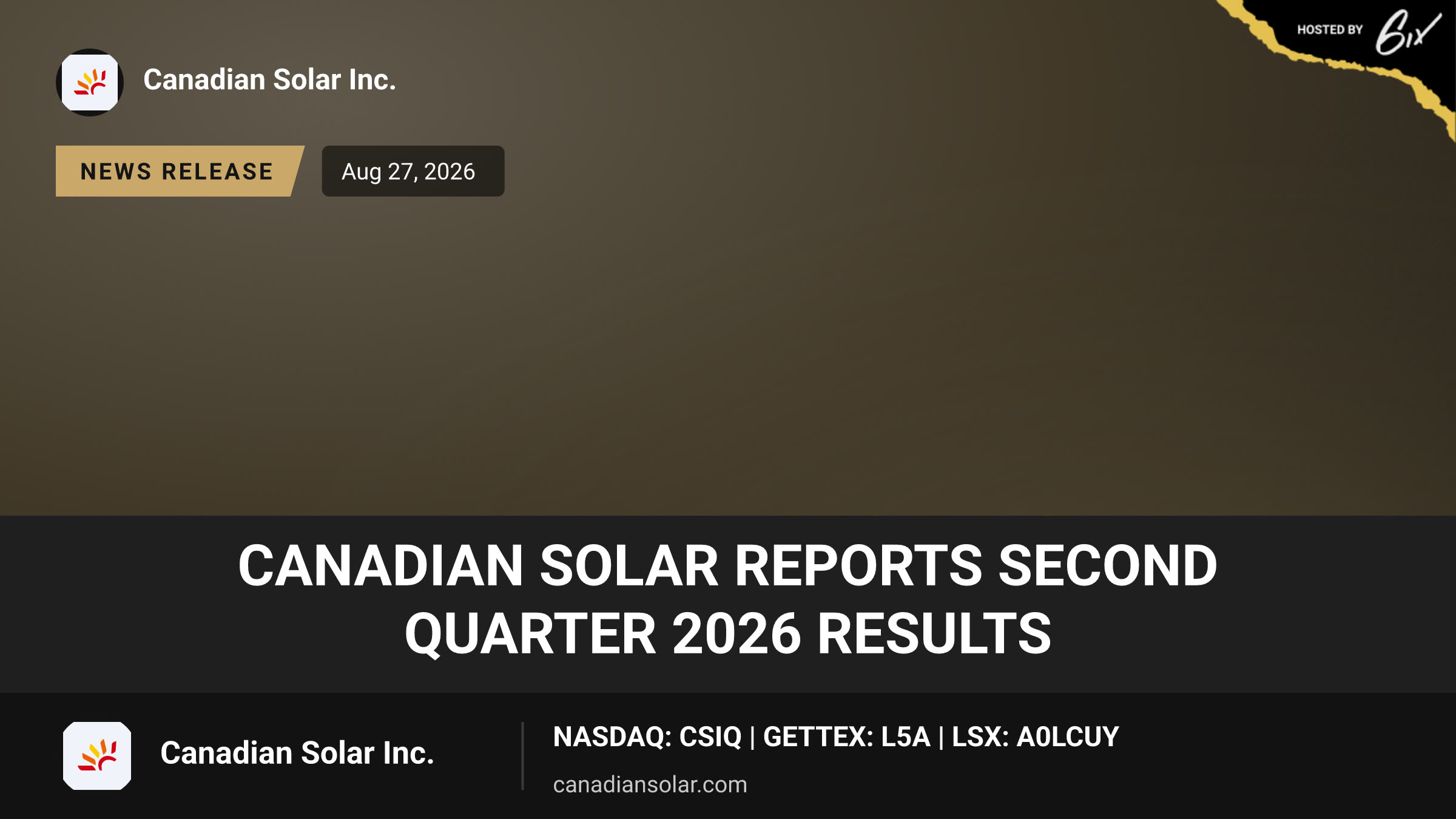 Canadian Solar Reports Second Quarter 2026 Results