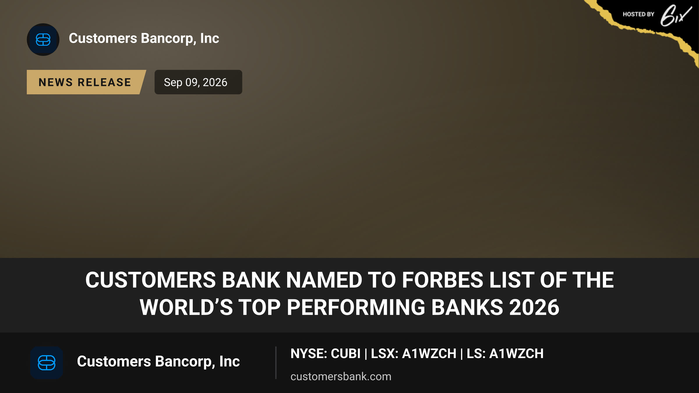 Customers Bank Named to Forbes List of the World’s Top Performing Banks 2026
