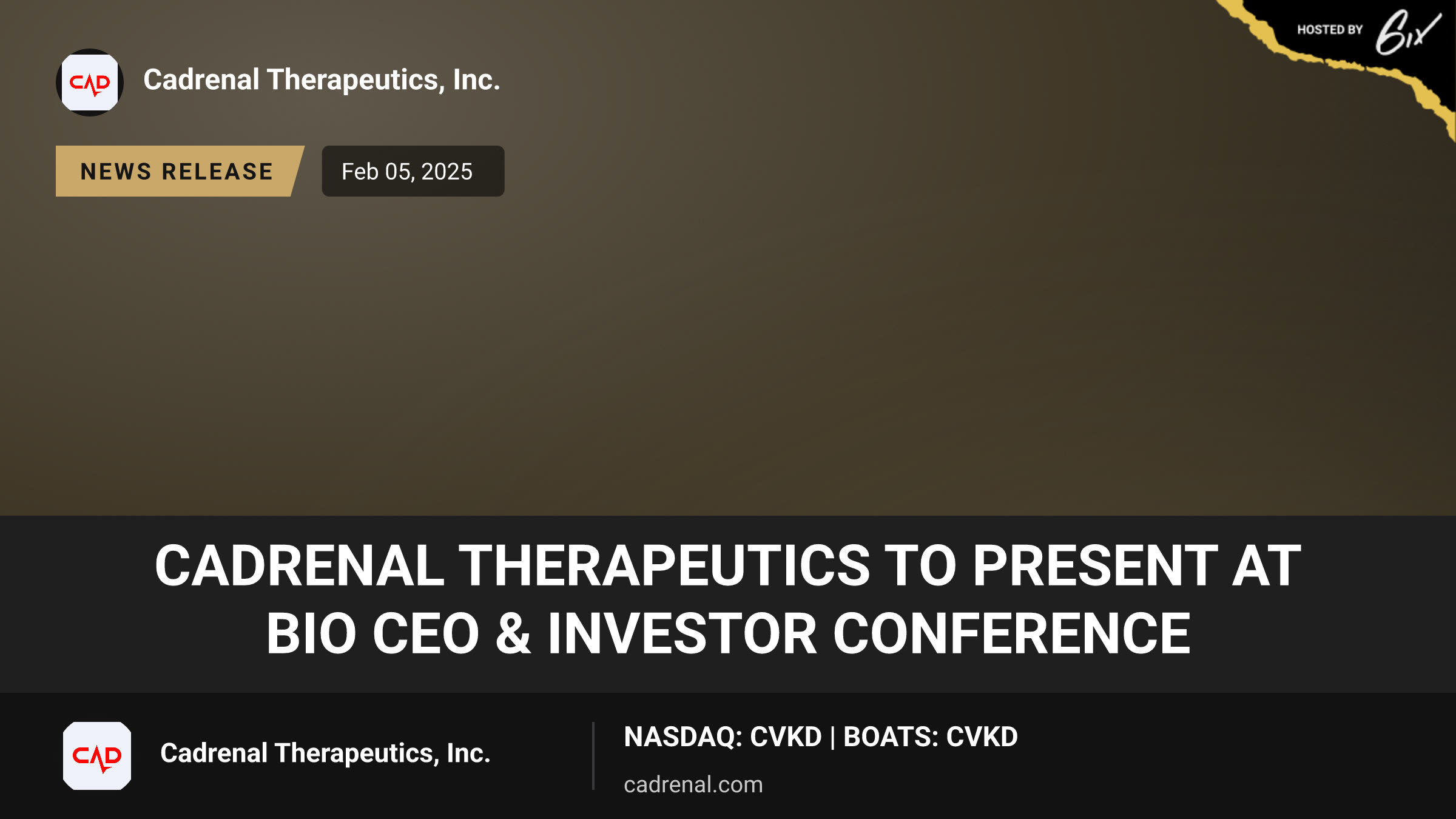 Cadrenal Therapeutics to Present at BIO CEO & Investor Conference
