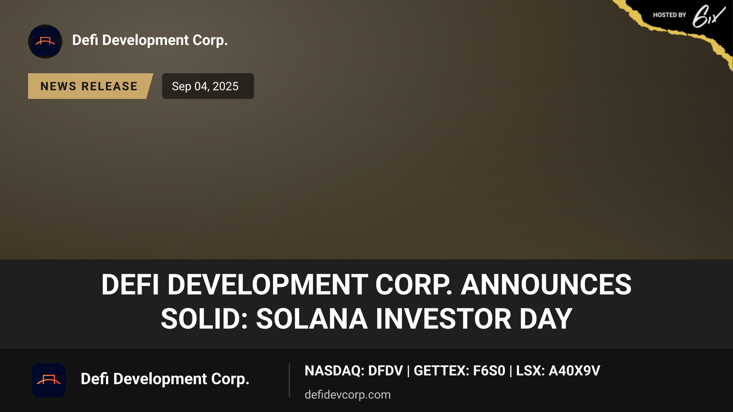DeFi Development Corp. Announces SOLID: Solana Investor Day