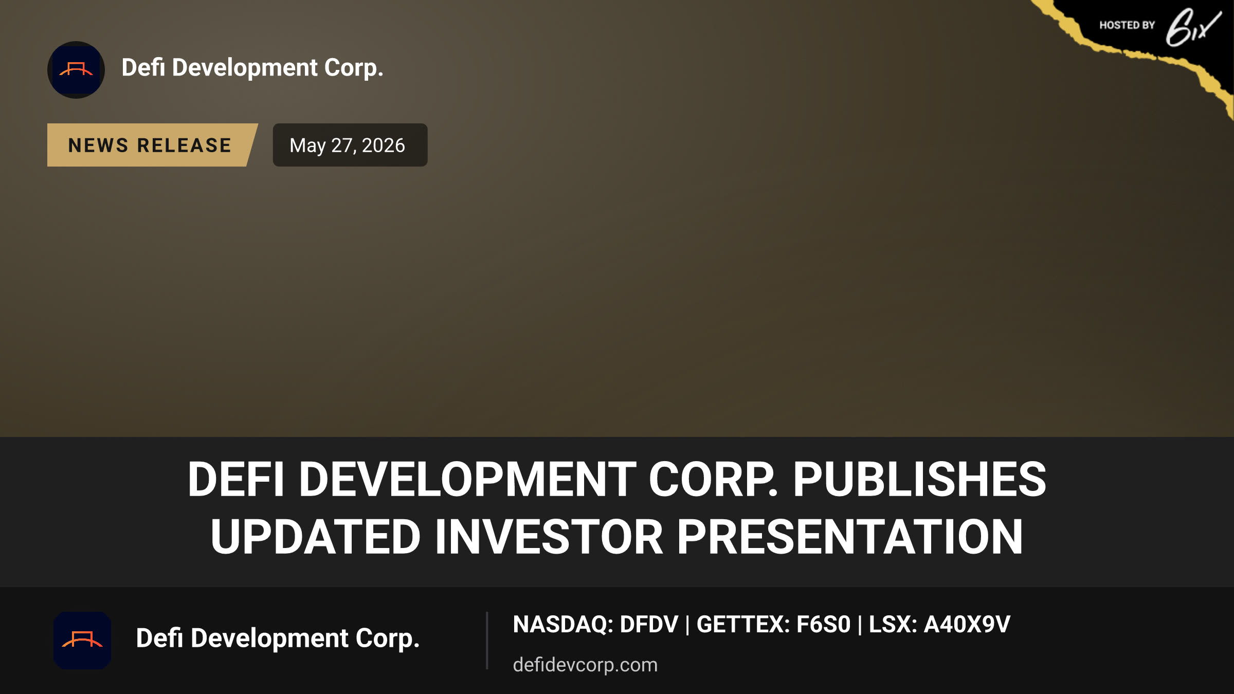 DeFi Development Corp. Publishes Updated Investor Presentation
