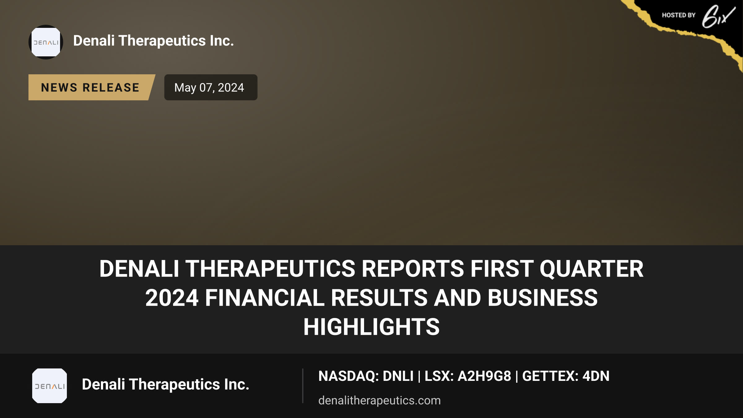 Denali Therapeutics Reports First Quarter 2024 Financial Results and Business Highlights