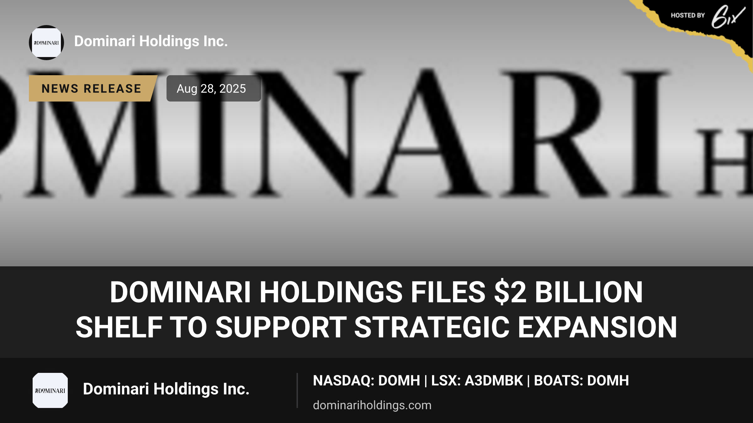 Dominari Holdings Files $2 Billion Shelf to Support Strategic Expansion
