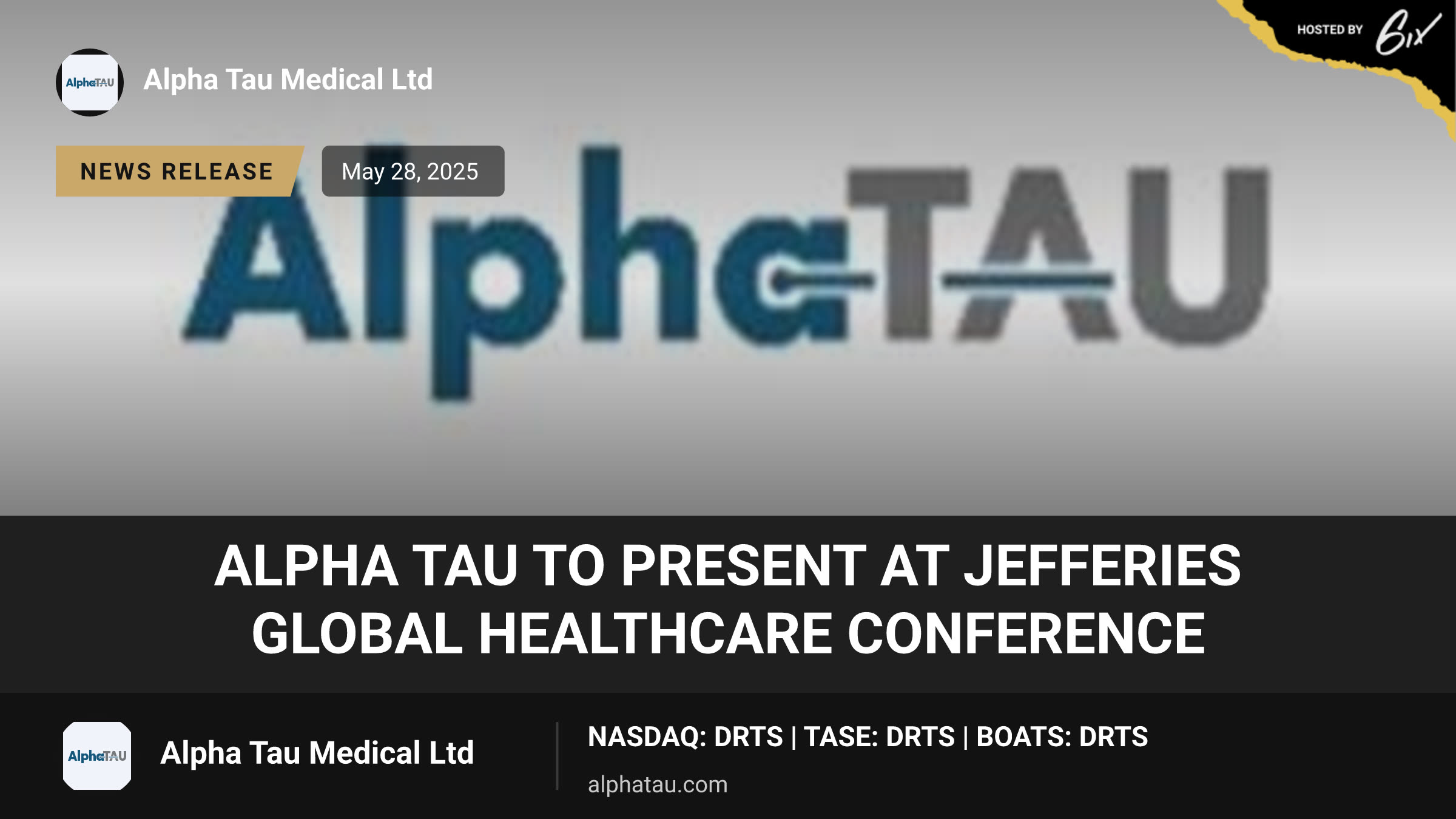 Alpha Tau to Present at Jefferies Global Healthcare Conference