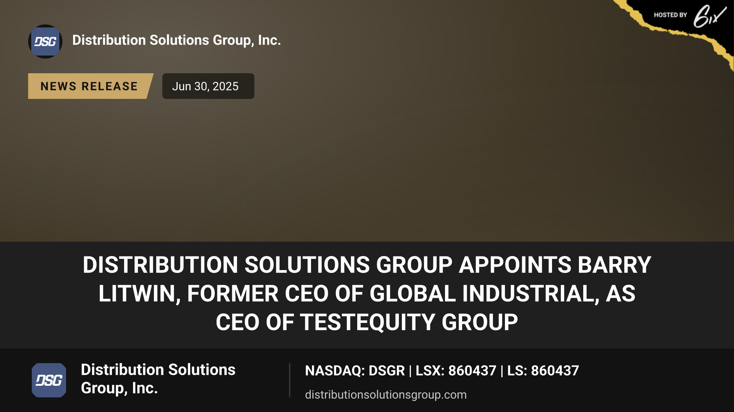 Distribution Solutions Group appoints Barry Litwin, former CEO of Global Industrial, as CEO of TestEquity Group