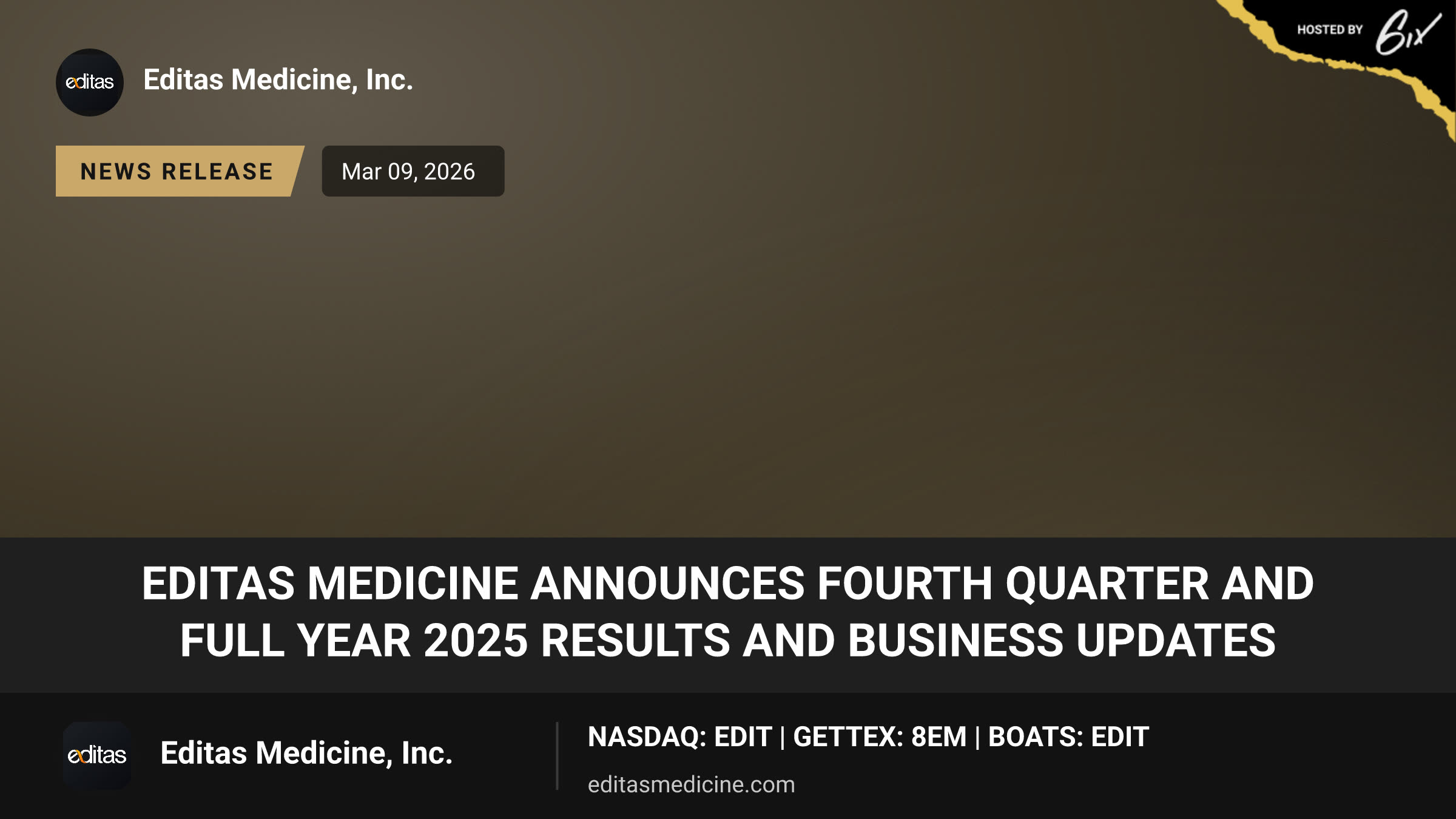 Editas Medicine Announces Fourth Quarter and Full Year 2025 Results and Business Updates