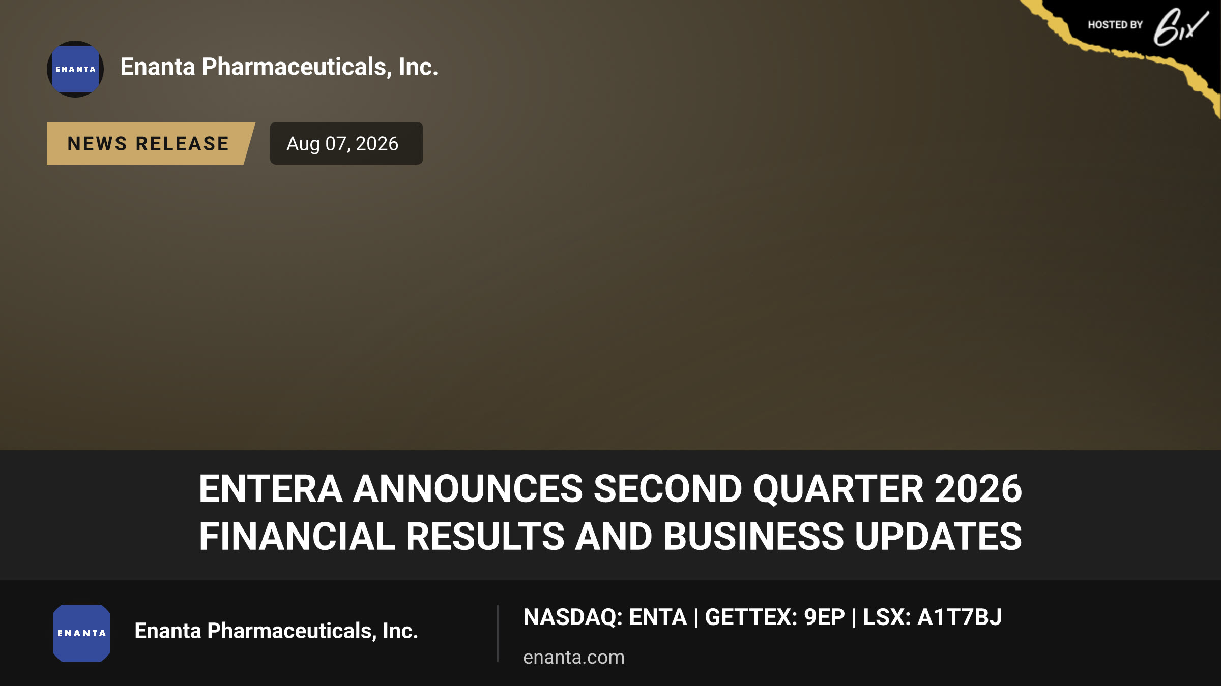 Entera Announces Second Quarter 2026 Financial Results and Business Updates