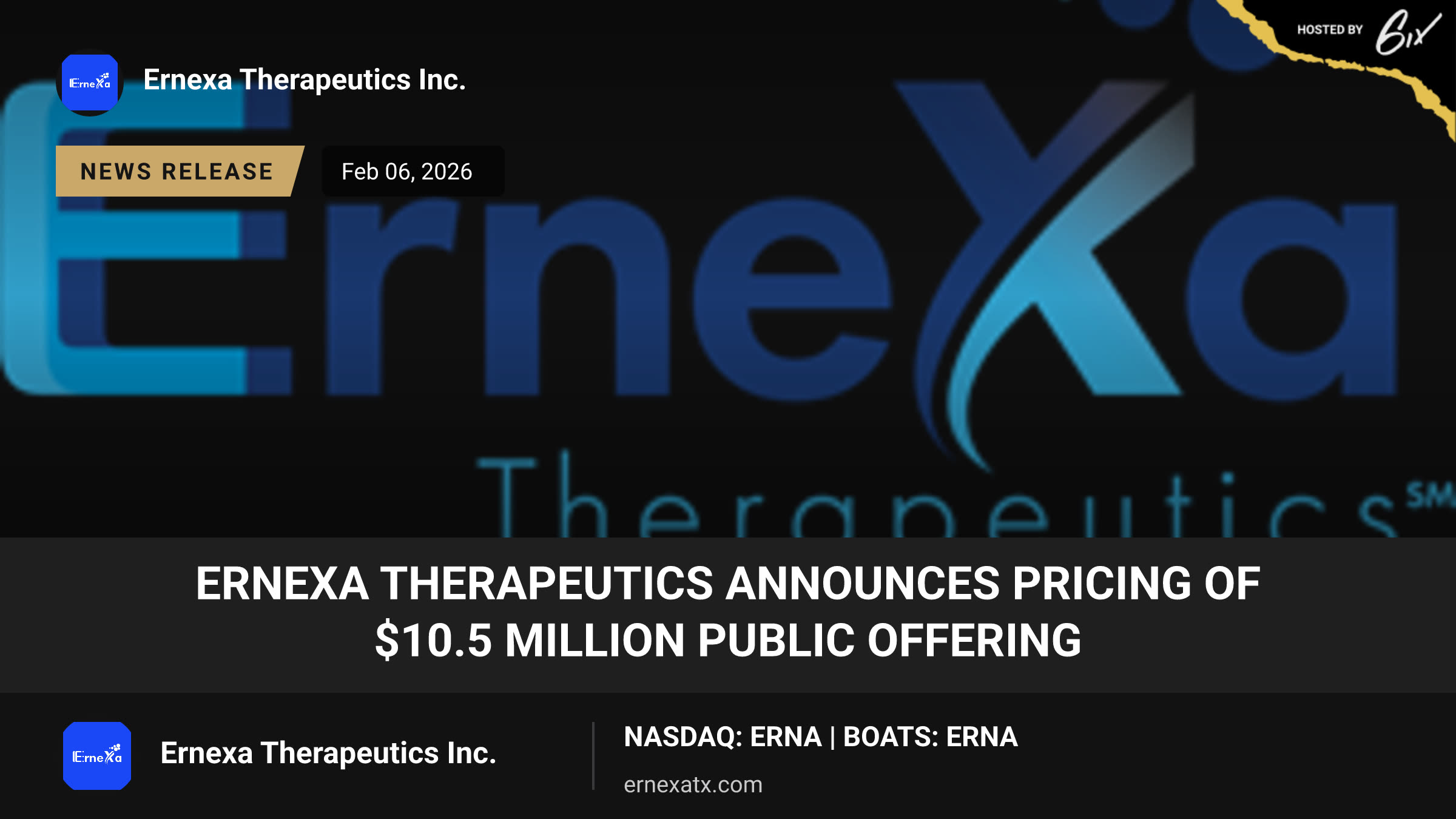 Ernexa Therapeutics Announces Pricing of $10.5 Million Public Offering