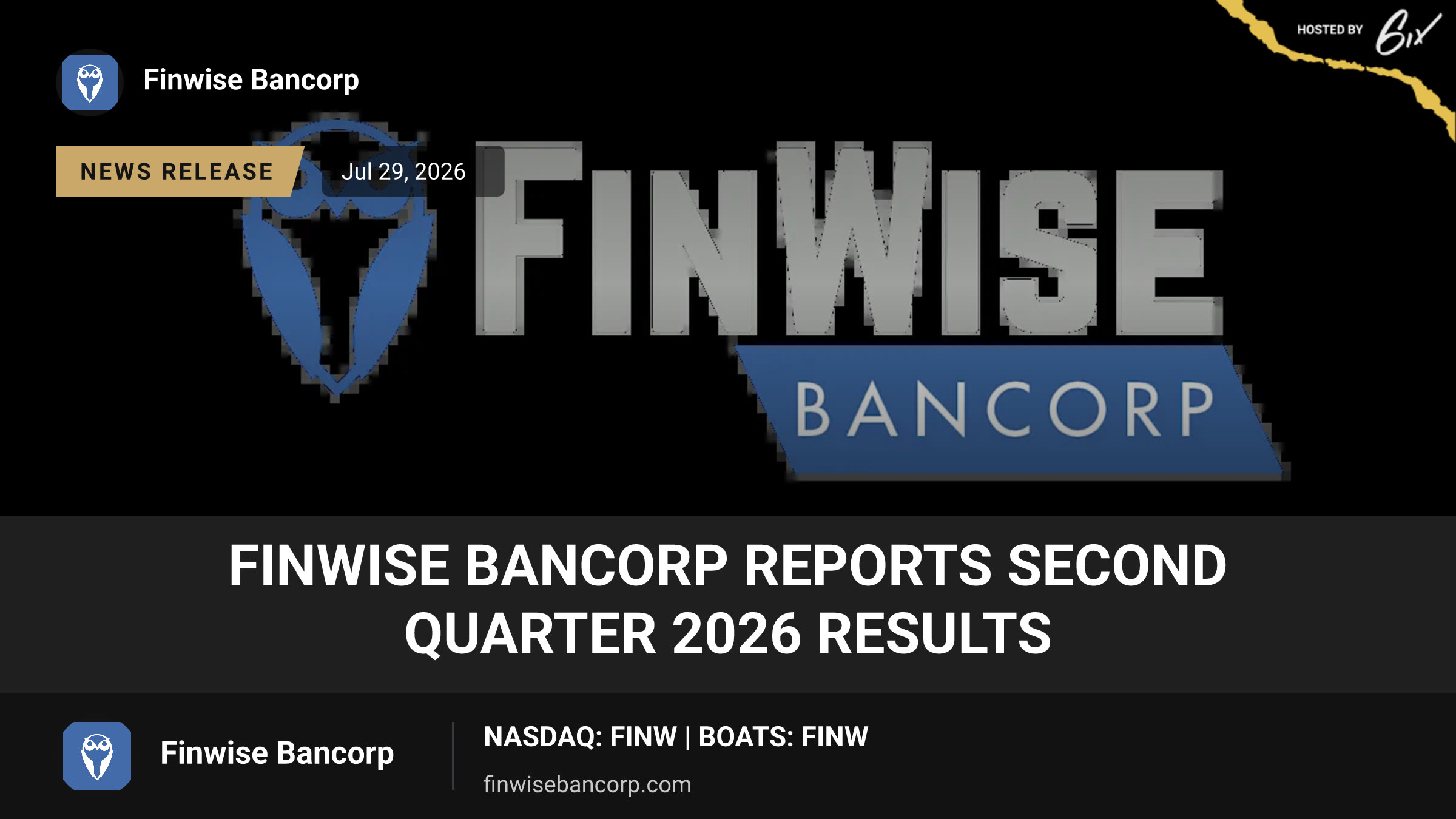 FinWise Bancorp Reports Second Quarter 2026 Results