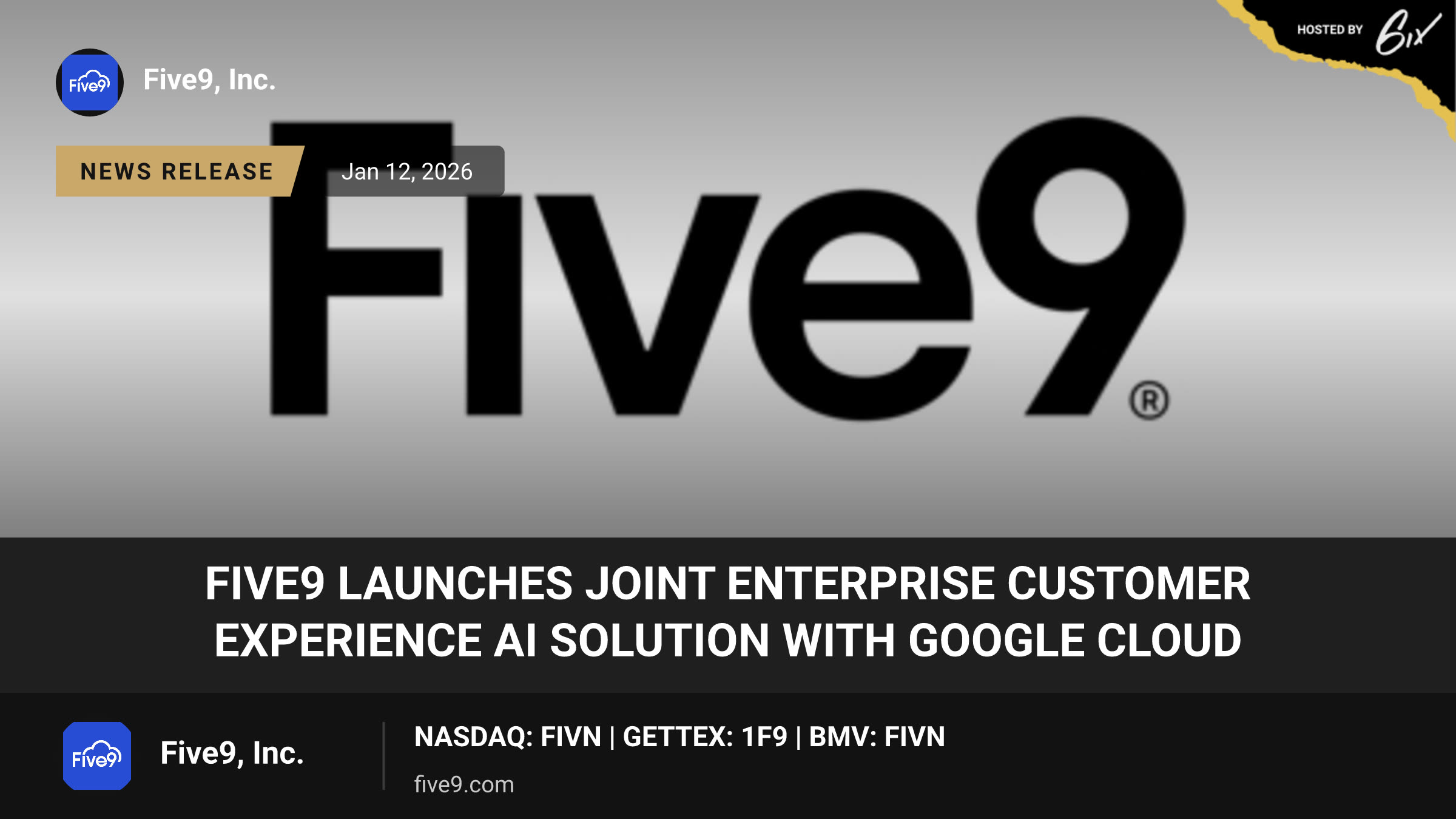 Five9 Launches Joint Enterprise Customer Experience AI Solution With Google Cloud
