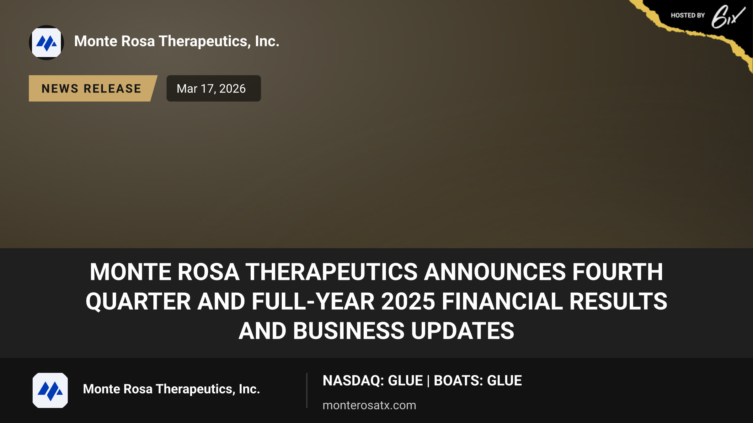 Monte Rosa Therapeutics Announces Fourth Quarter and Full-Year 2025 Financial Results and Business Updates