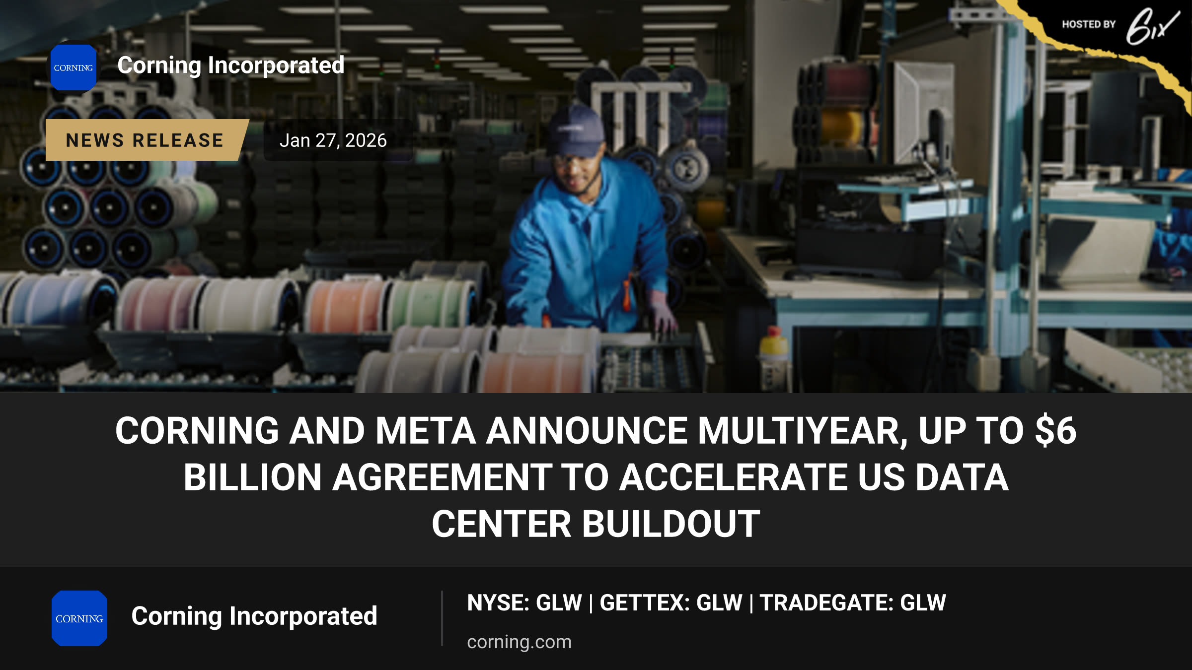 Corning and Meta Announce Multiyear, up to $6 Billion Agreement to Accelerate US Data Center Buildout