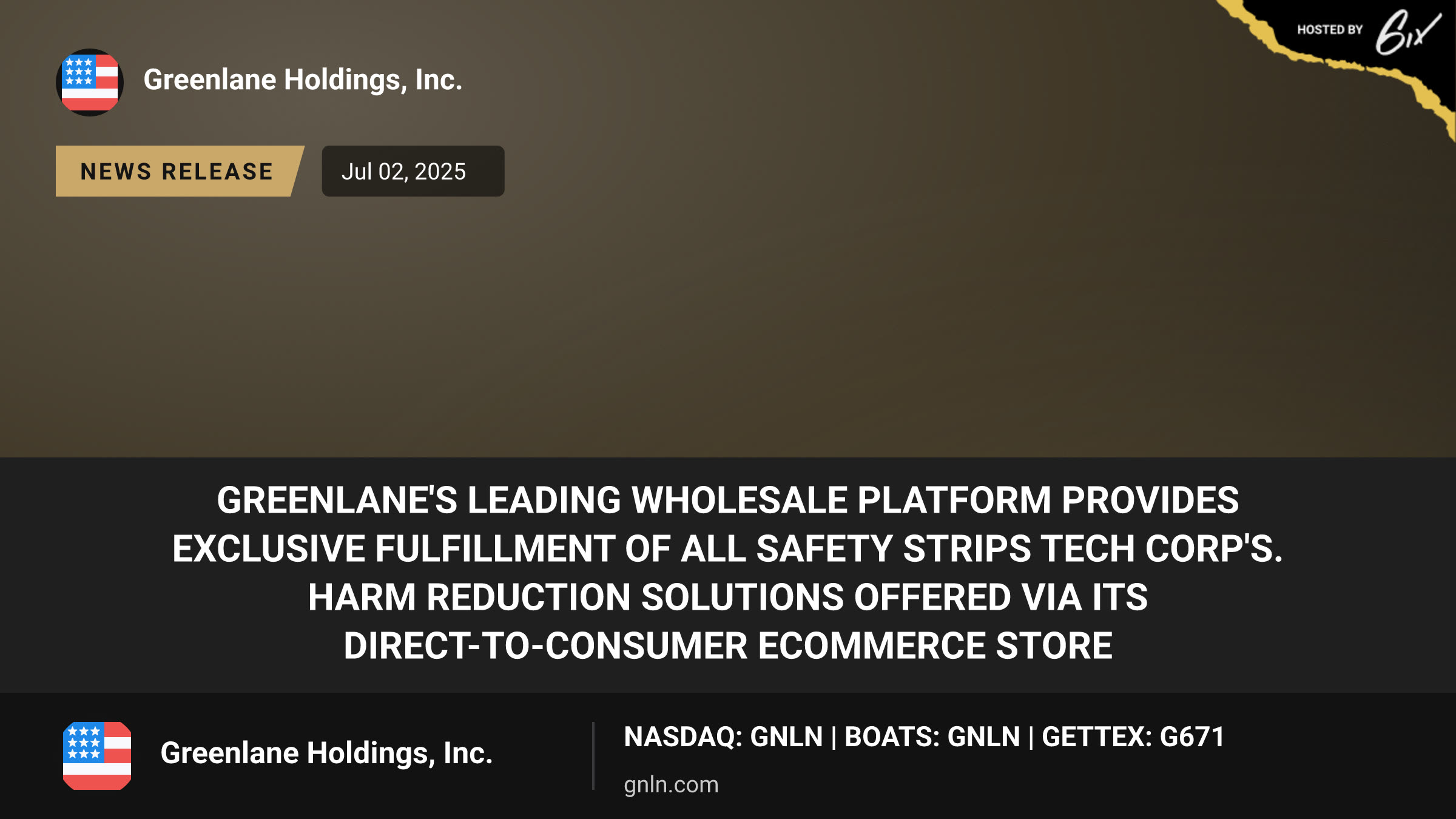 Greenlane's Leading Wholesale Platform Provides Exclusive Fulfillment of All Safety Strips Tech Corp's. Harm Reduction Solutions Offered via its Direct-to-Consumer Ecommerce Store