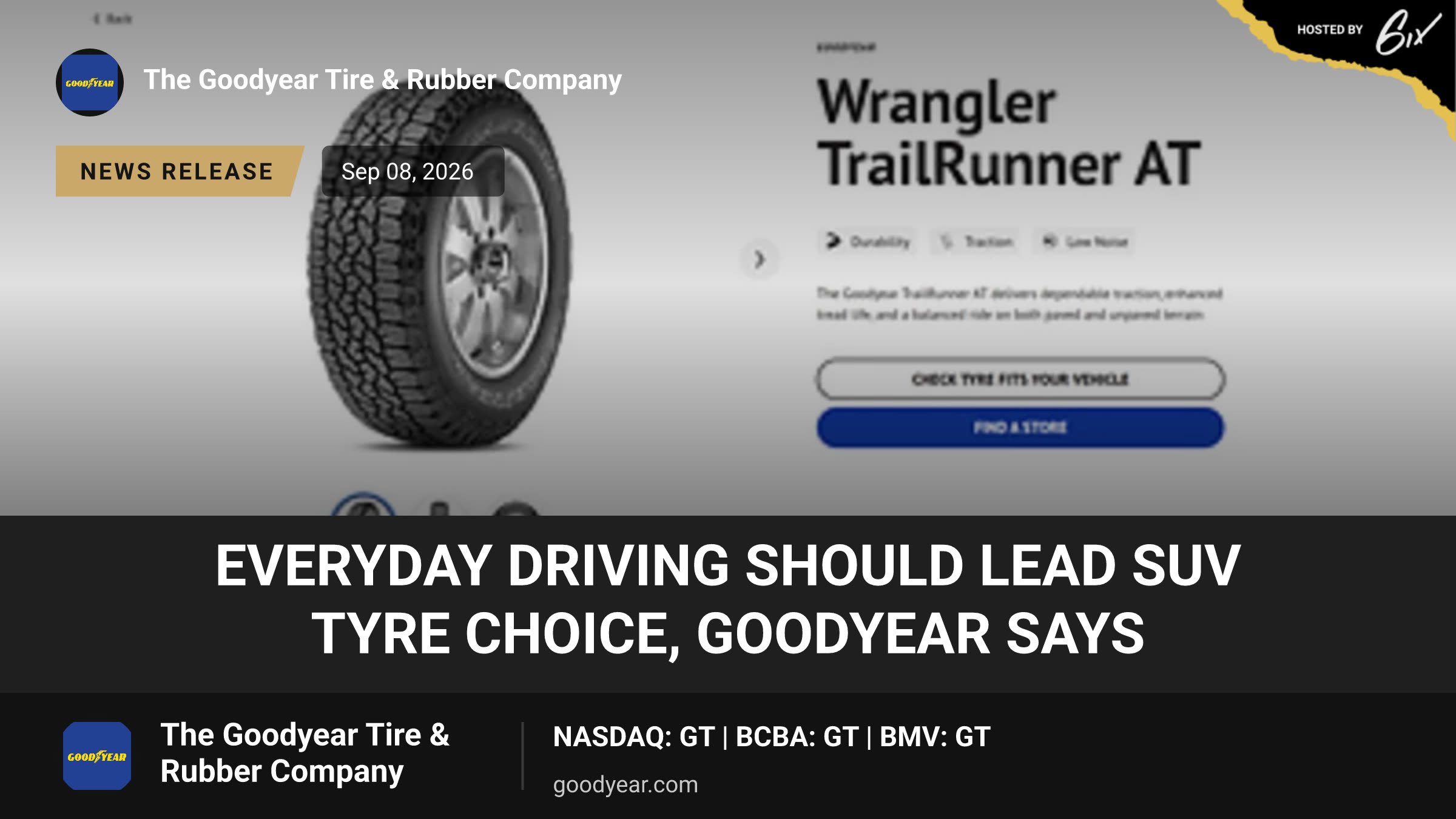 Everyday Driving Should Lead SUV Tyre Choice, Goodyear Says