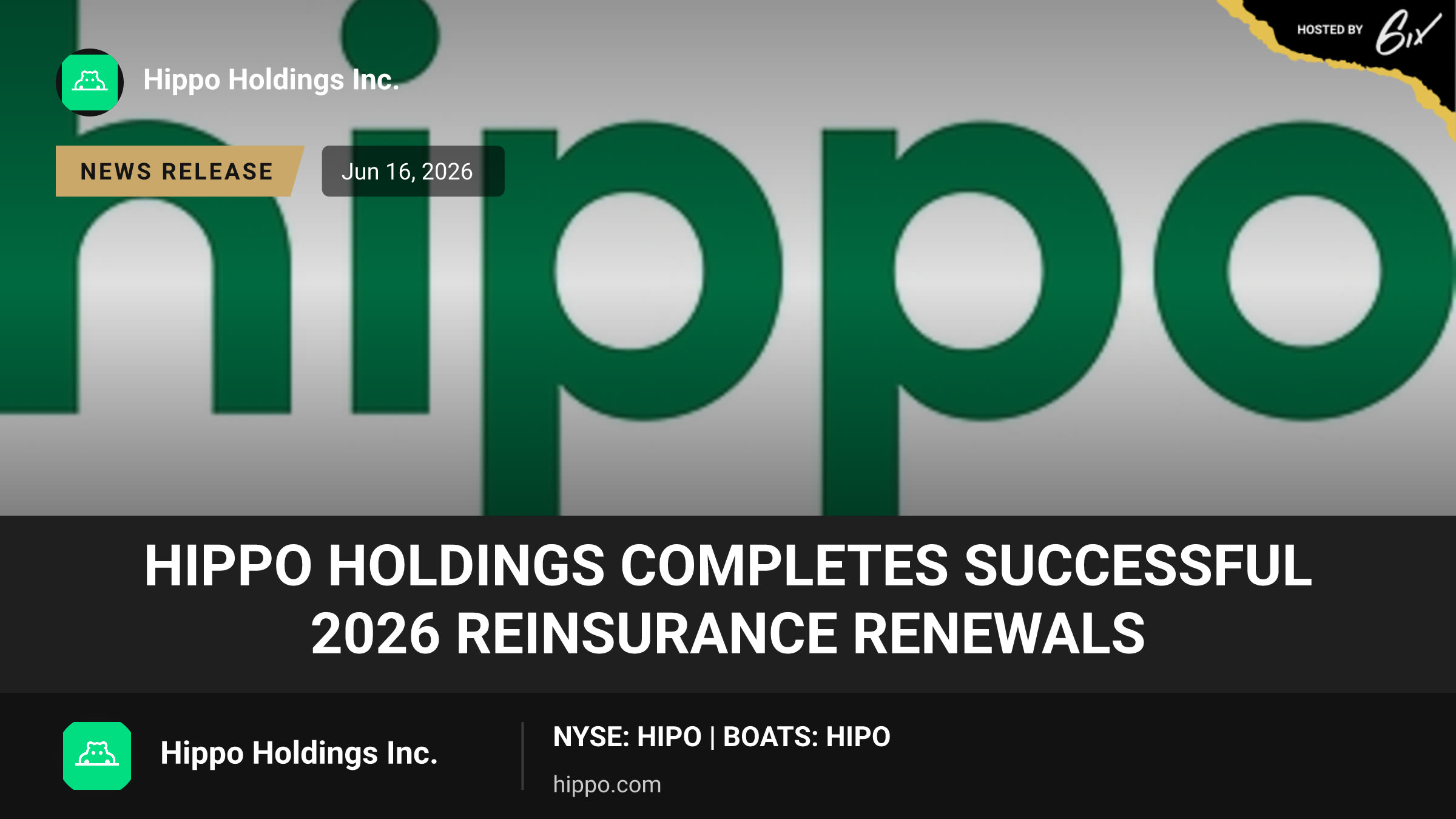 Hippo Holdings Completes Successful 2026 Reinsurance Renewals