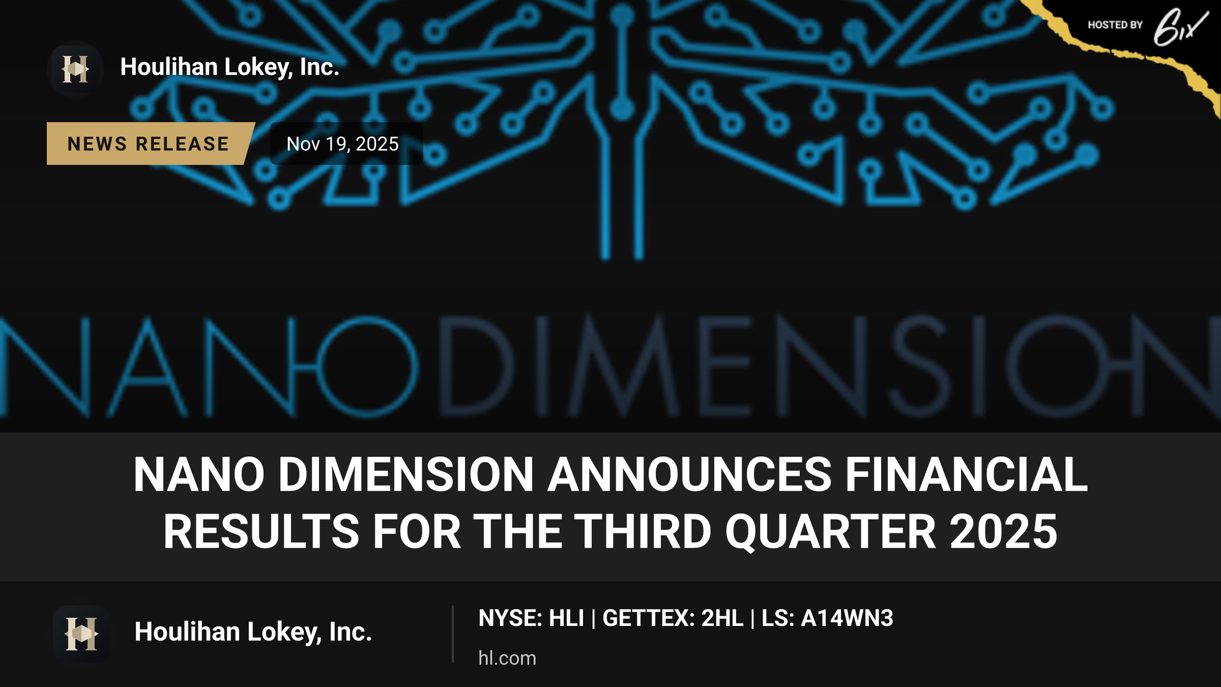 Nano Dimension Announces Financial Results for the Third Quarter 2025