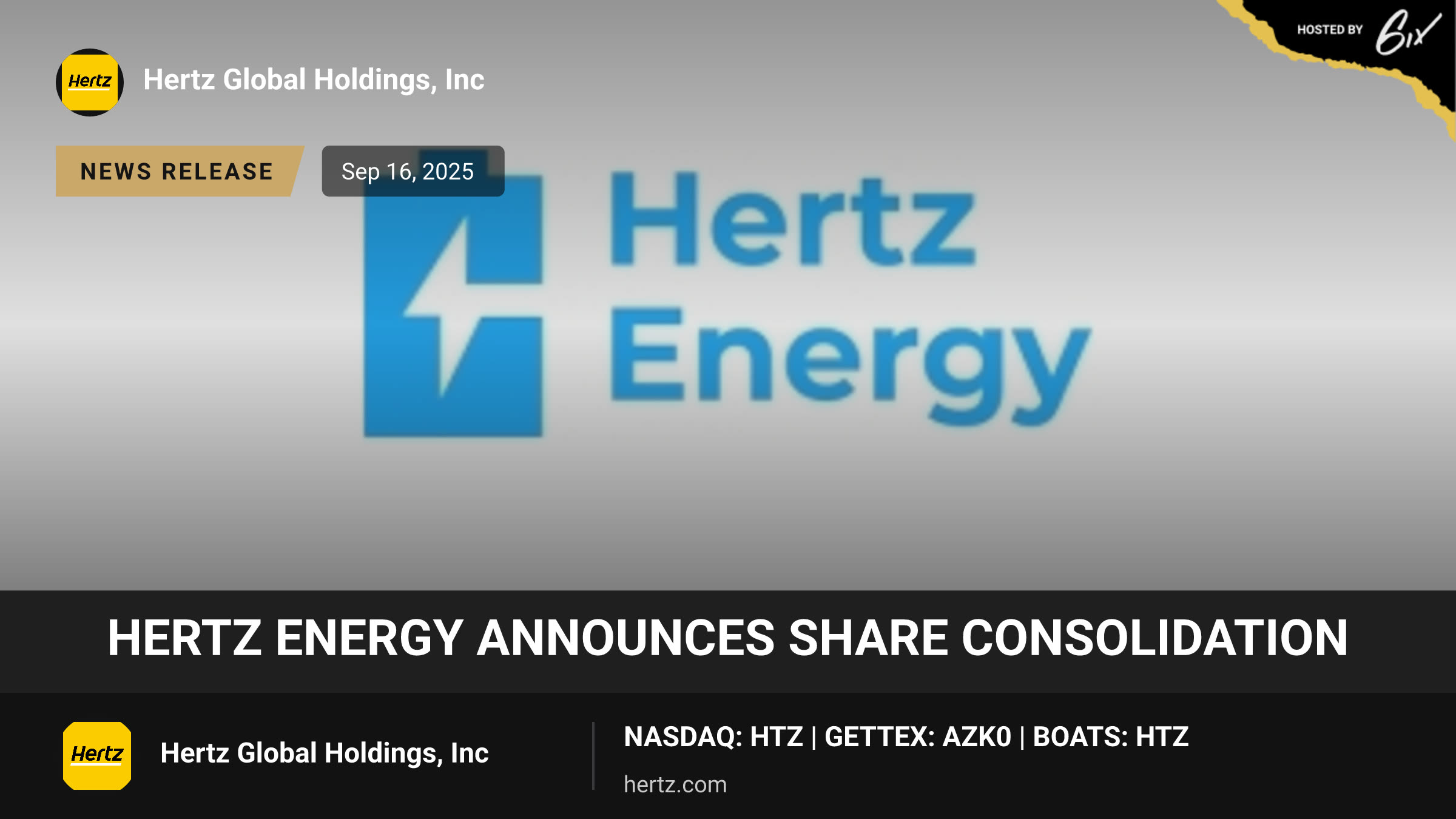 Hertz Energy Announces Share Consolidation