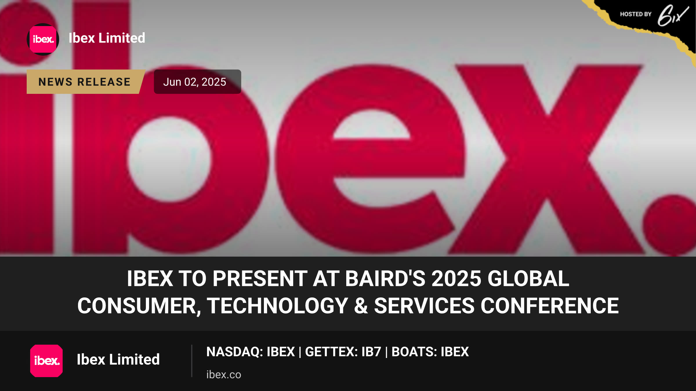 ibex to Present at Baird's 2025 Global Consumer, Technology & Services Conference