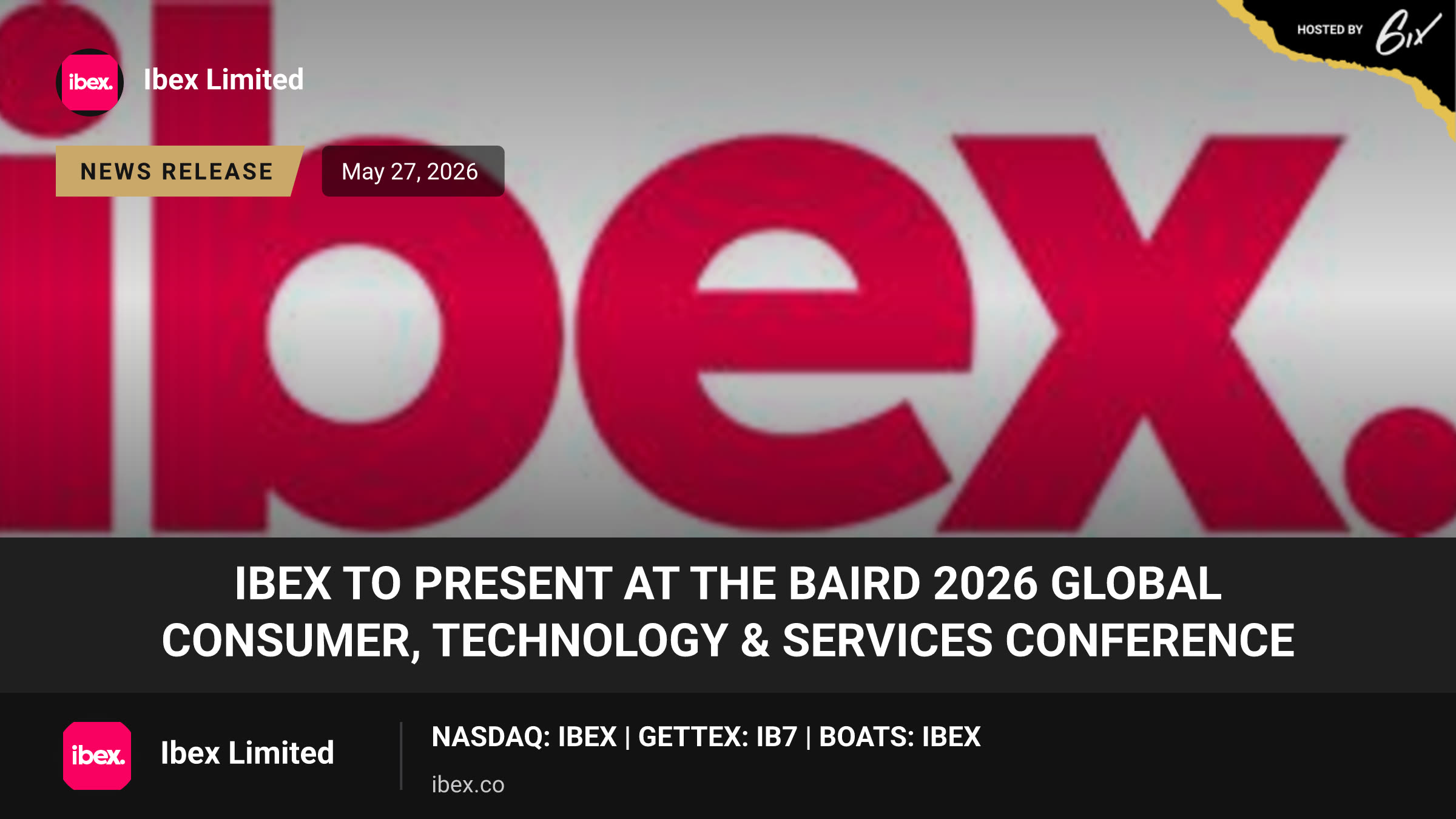 ibex to Present at the Baird 2026 Global Consumer, Technology & Services Conference