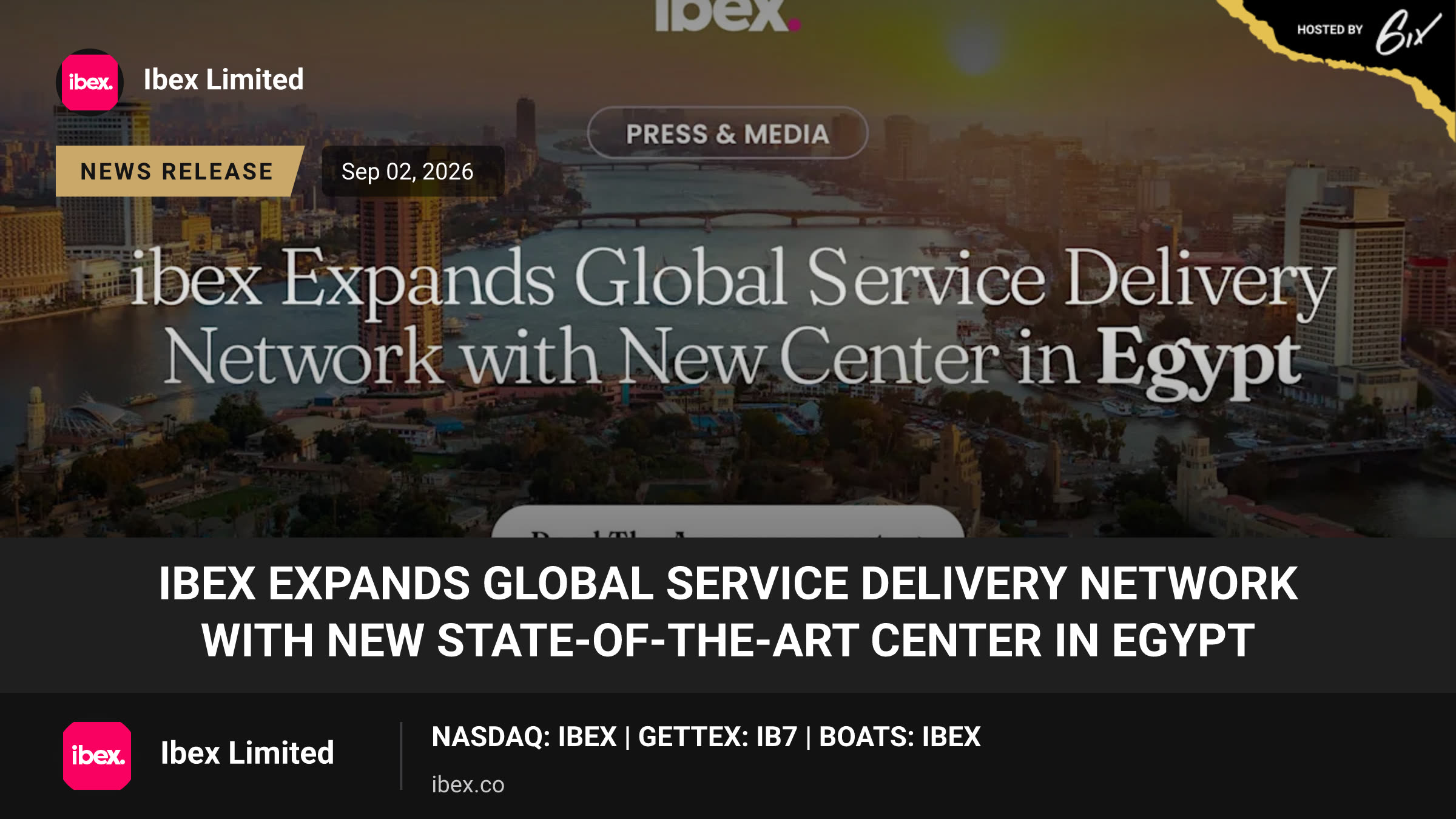 ibex Expands Global Service Delivery Network with New State-of-the-Art Center in Egypt