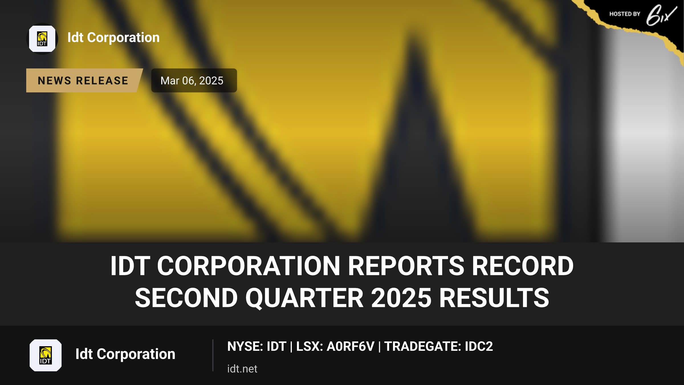 IDT Corporation Reports Record Second Quarter 2025 Results