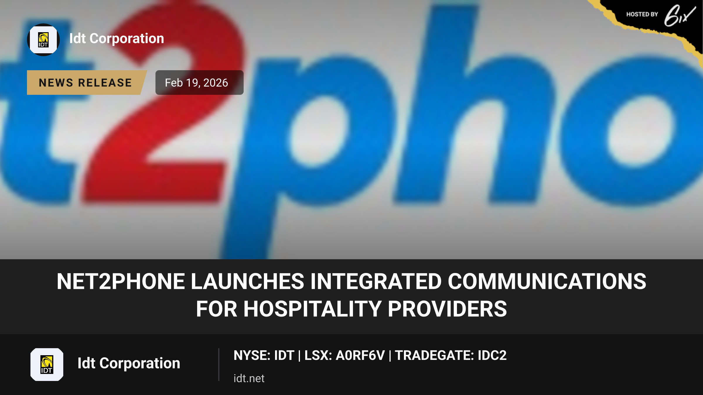 net2phone Launches Integrated Communications for Hospitality Providers