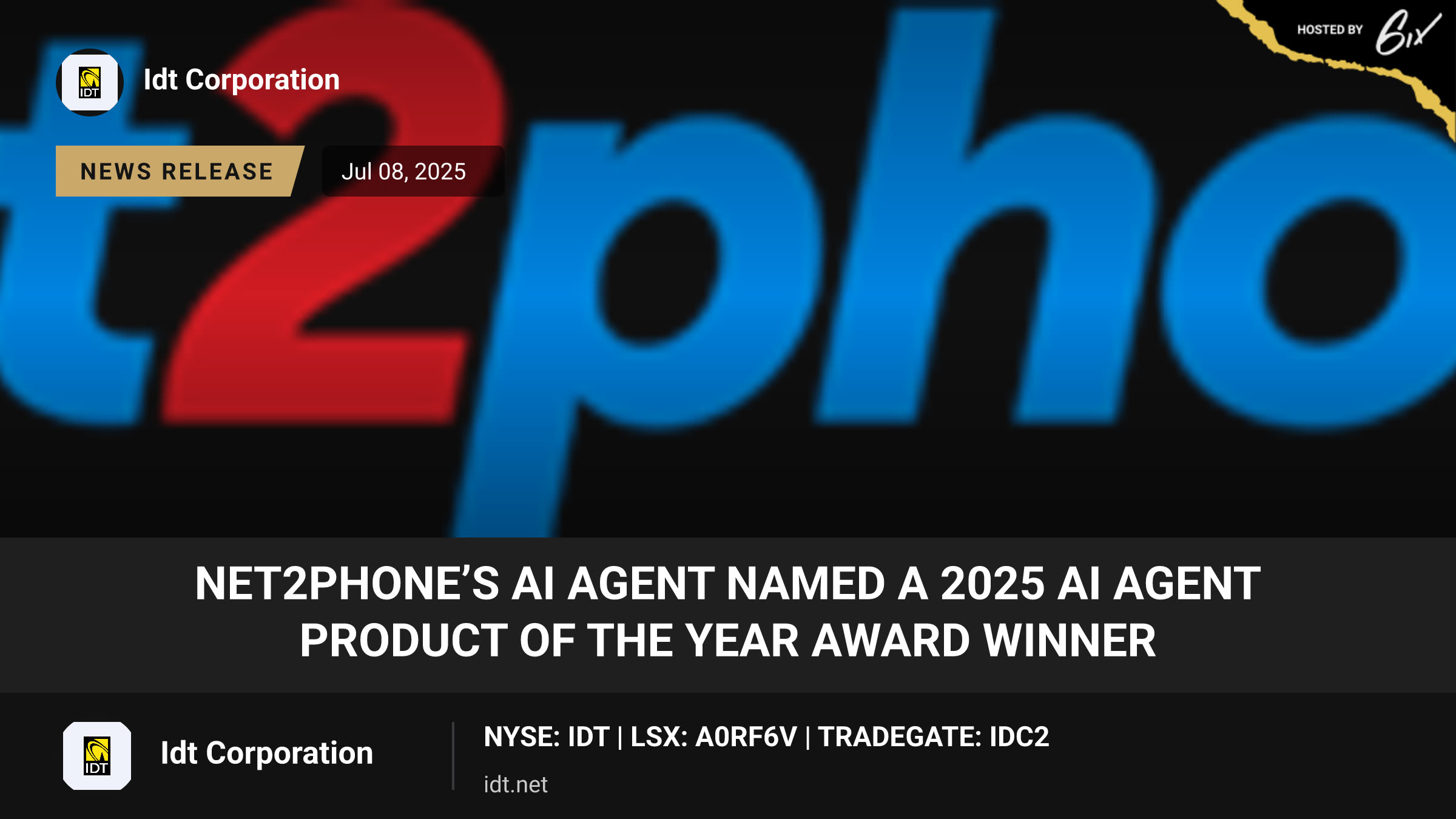 net2phone’s AI Agent Named a 2025 AI Agent Product of the Year Award Winner