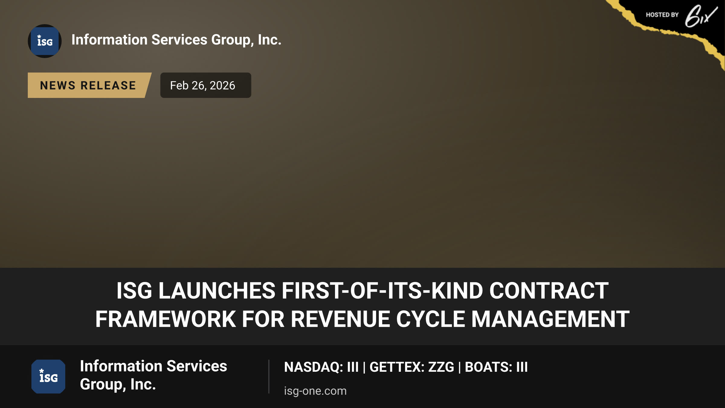 ISG Launches First-of-its-Kind Contract Framework for Revenue Cycle Management