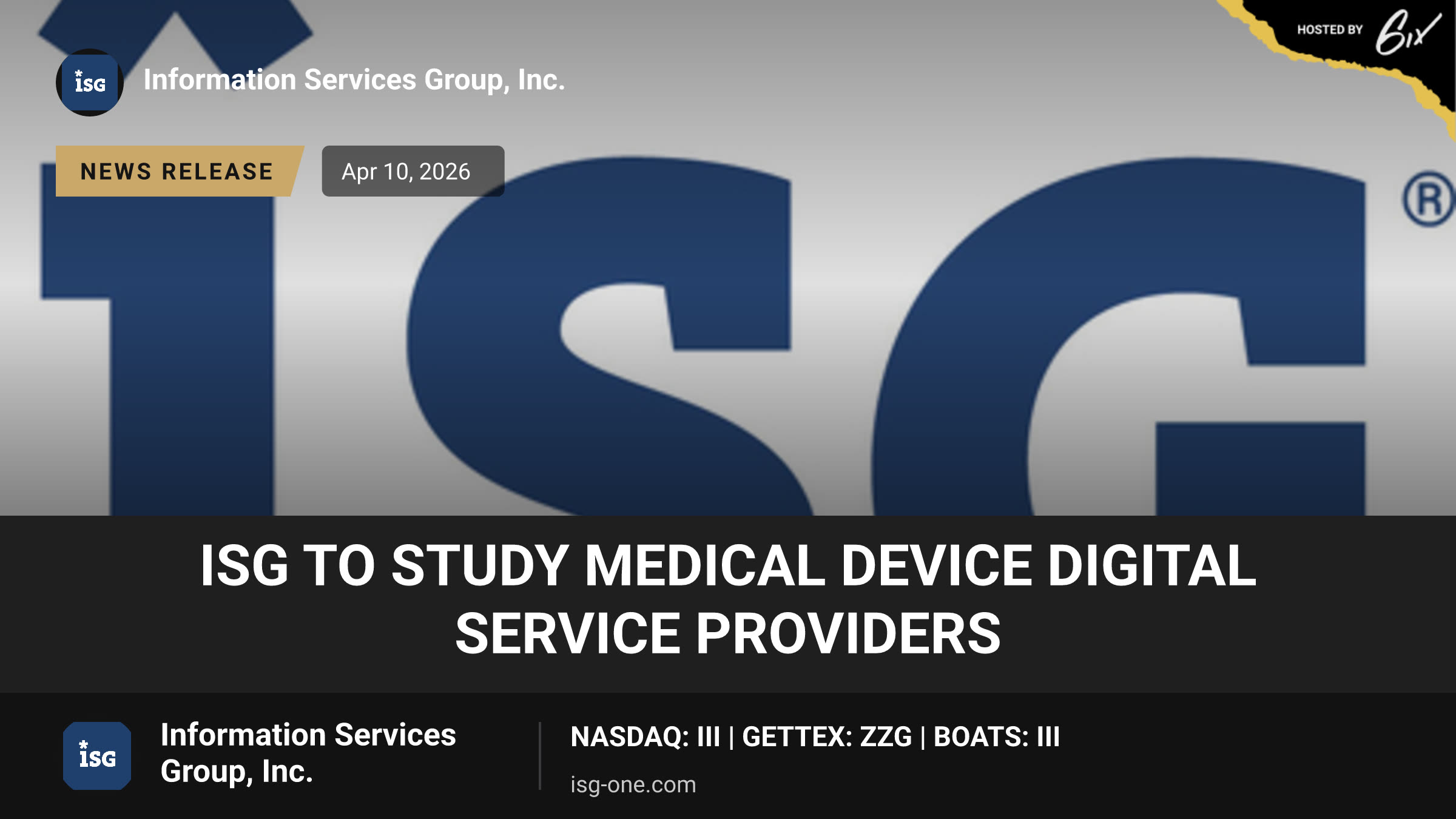 ISG to Study Medical Device Digital Service Providers