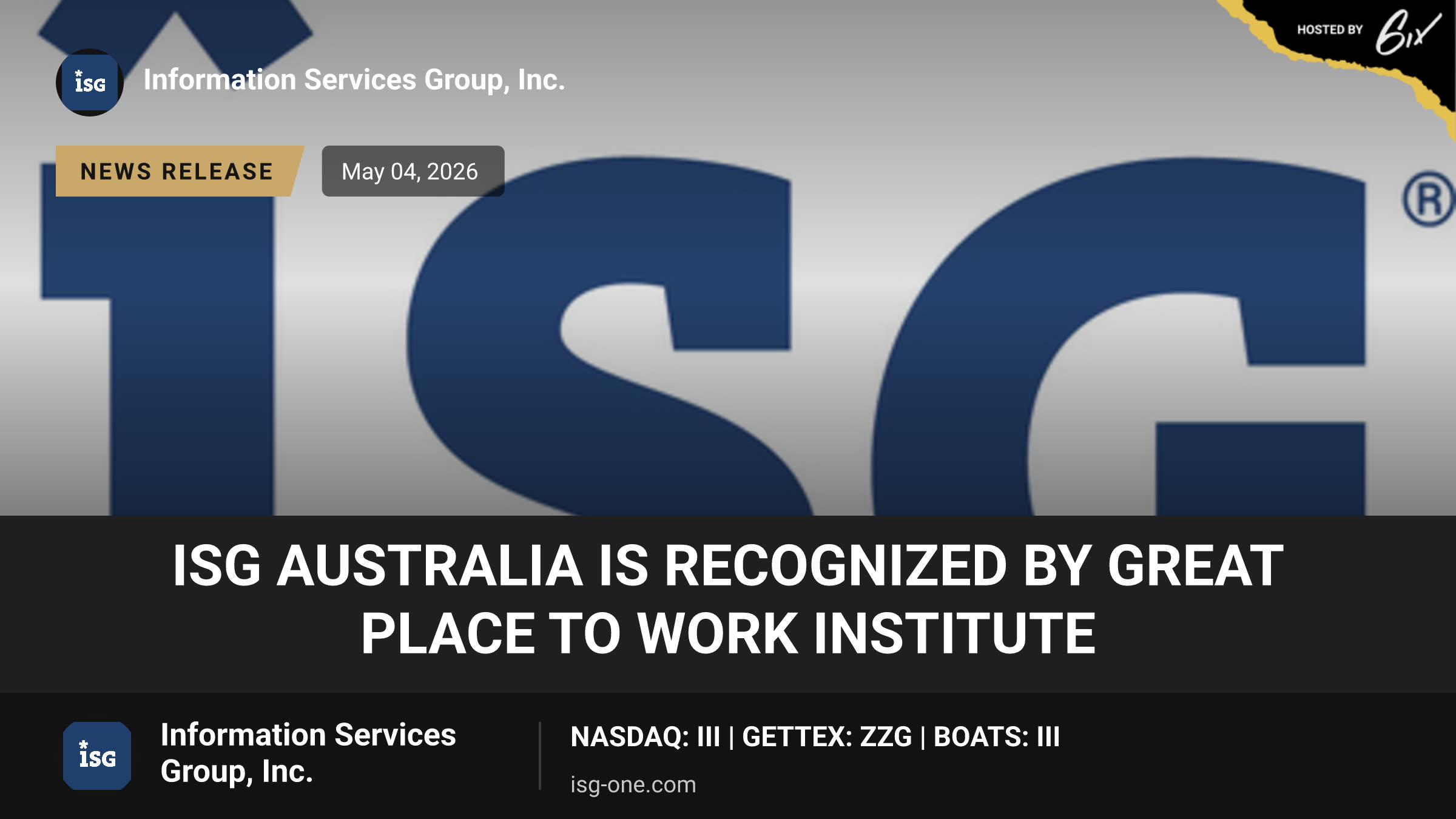ISG Australia is Recognized by Great Place To Work Institute
