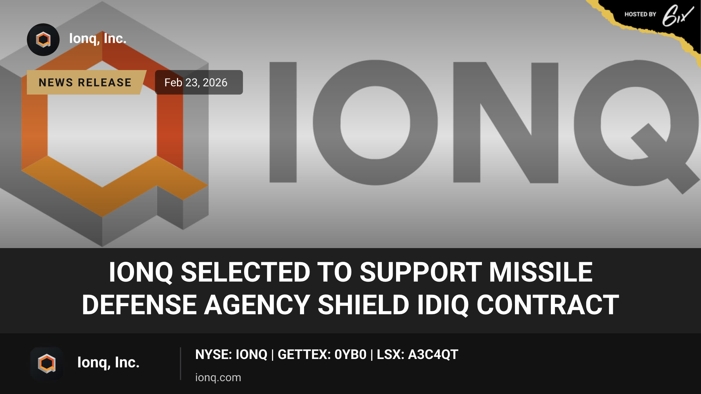 IonQ Selected to Support Missile Defense Agency SHIELD IDIQ Contract