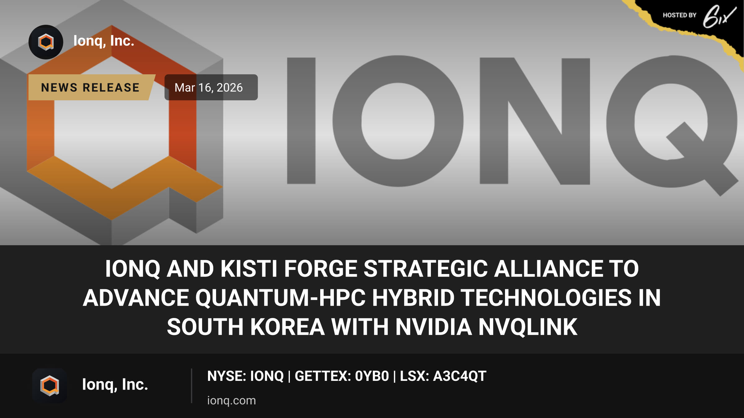 IonQ and KISTI Forge Strategic Alliance to Advance Quantum-HPC Hybrid Technologies in South Korea with NVIDIA NVQLink