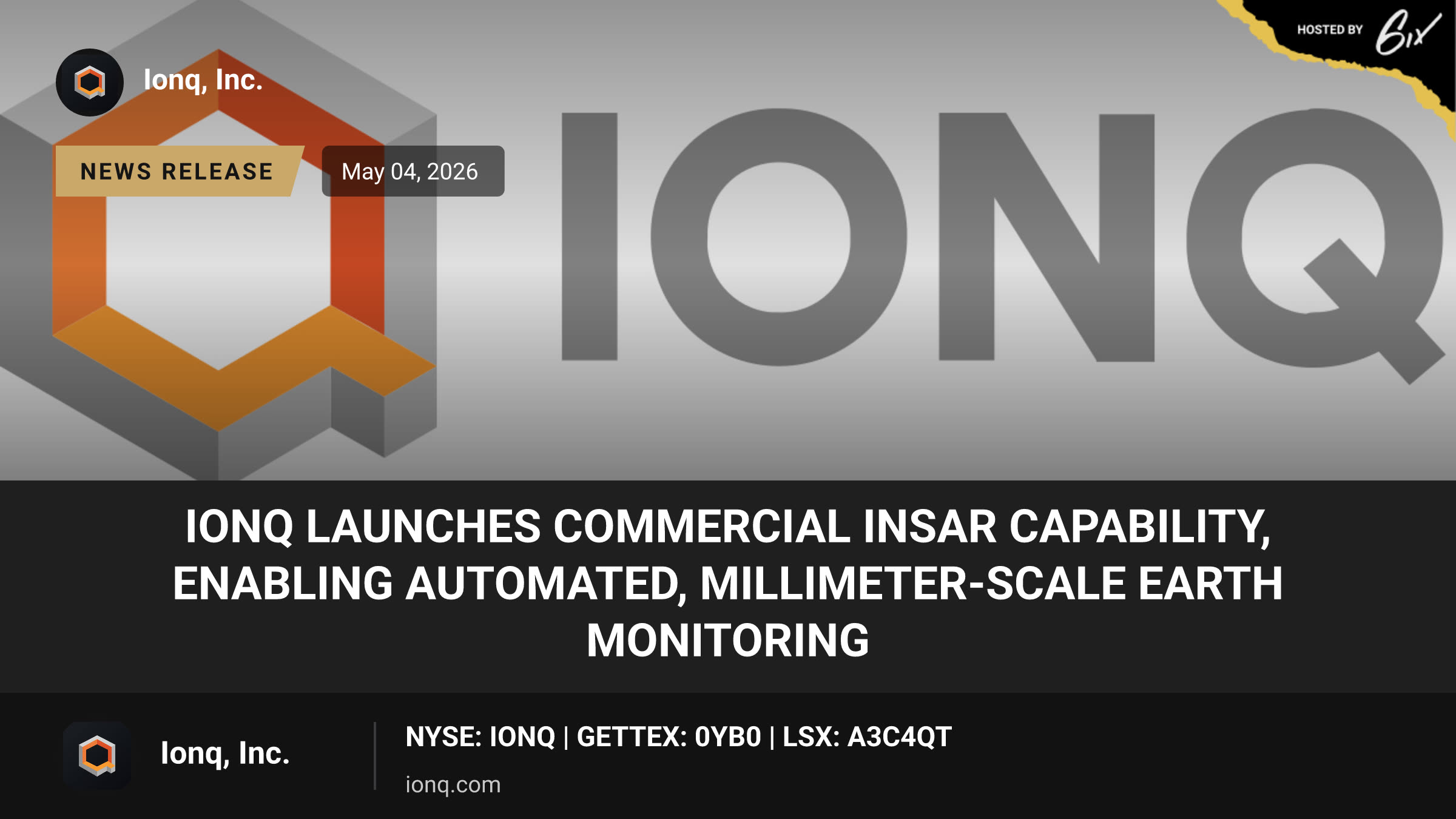 IonQ Launches Commercial InSAR Capability, Enabling Automated, Millimeter-Scale Earth Monitoring