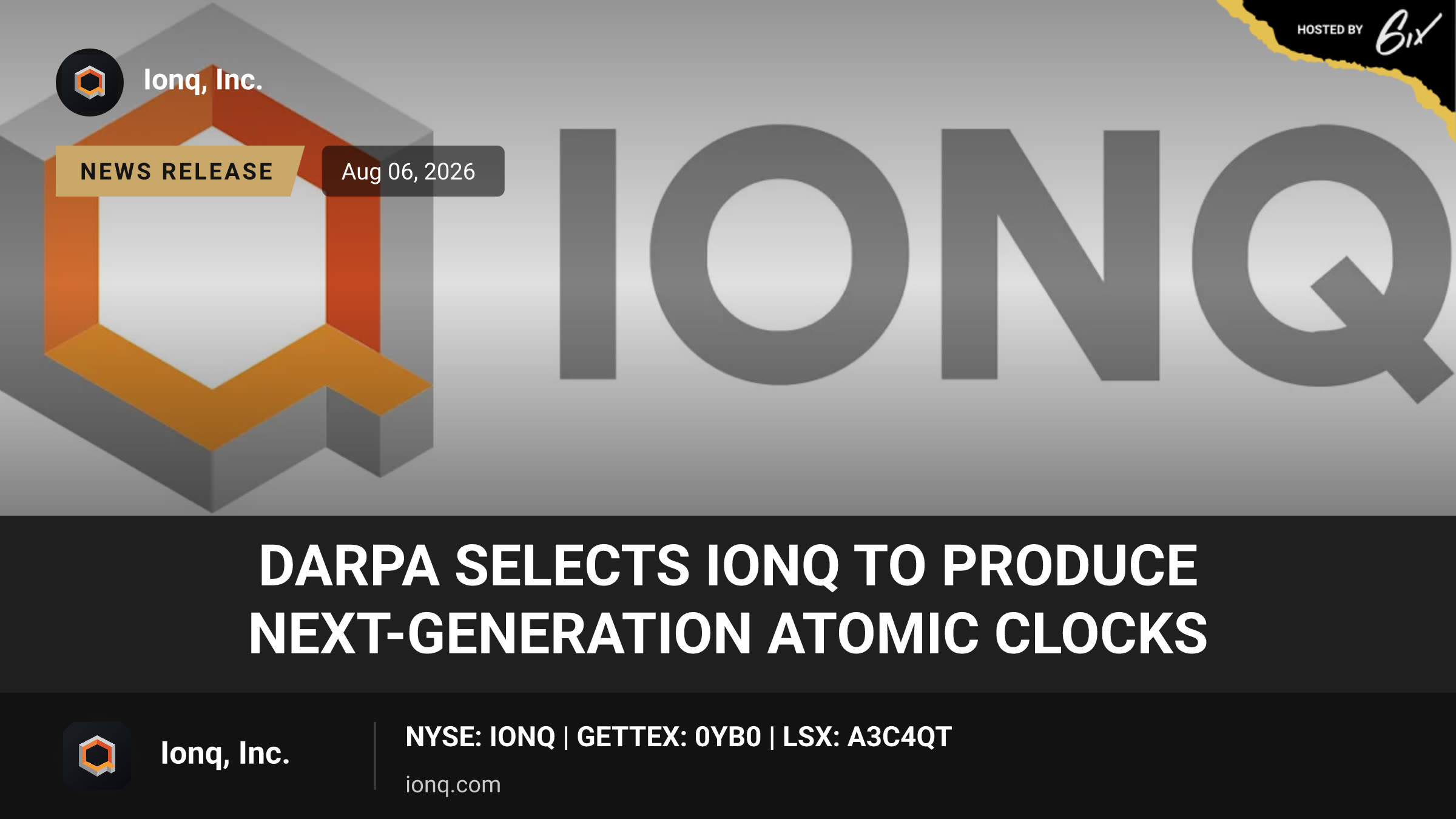 DARPA Selects IonQ to Produce Next-Generation Atomic Clocks