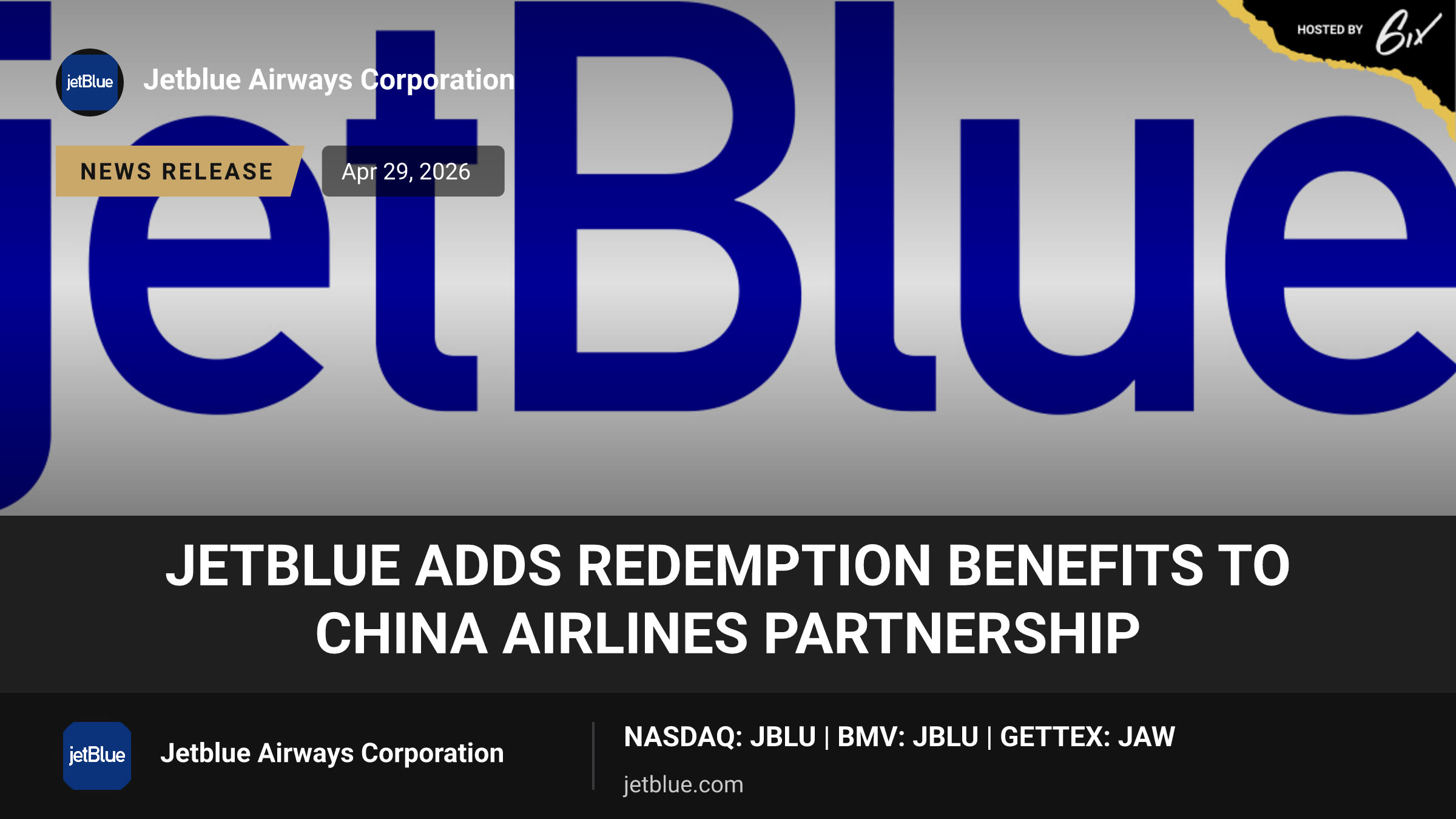 JetBlue Adds Redemption Benefits to China Airlines Partnership