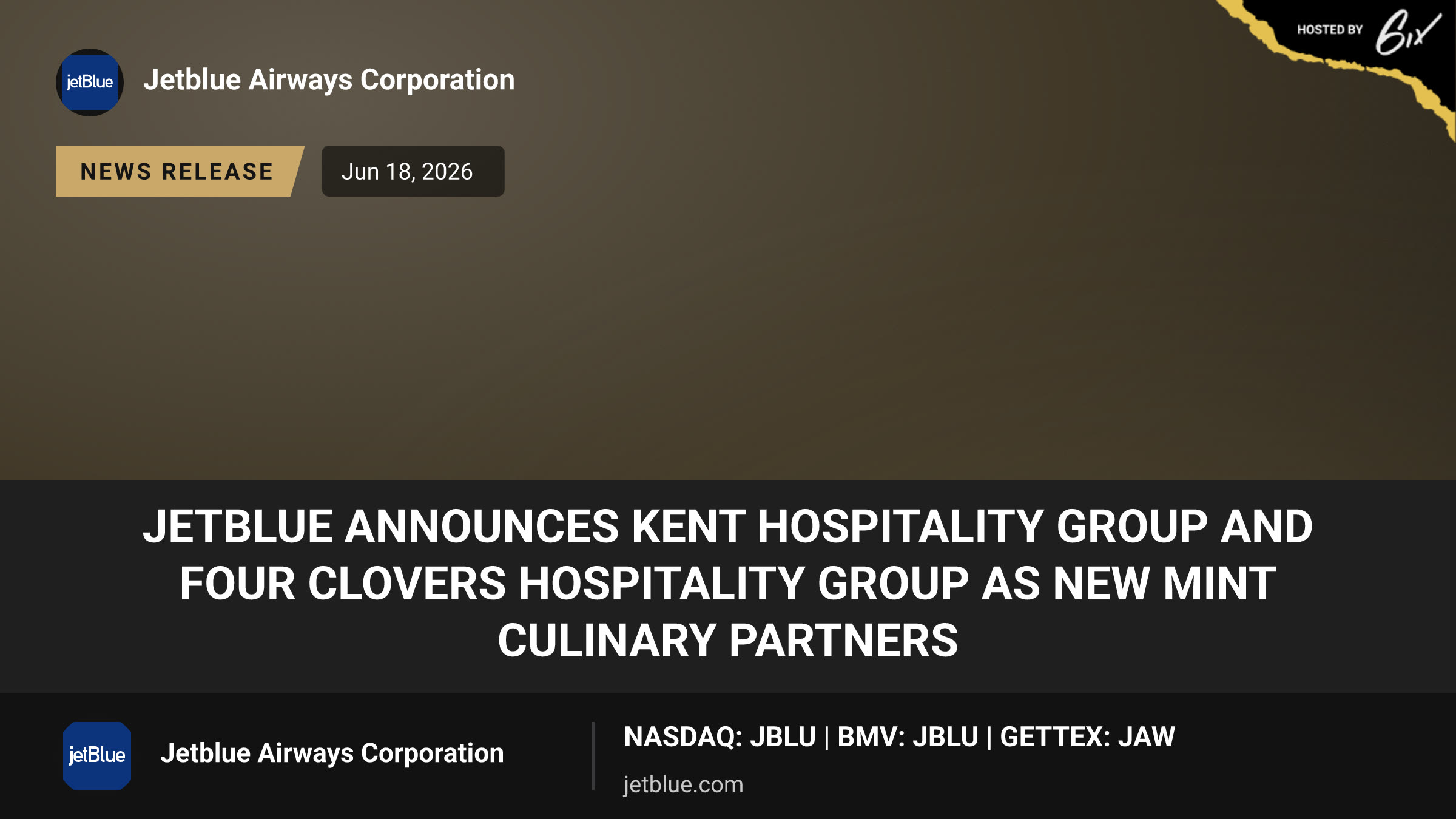 JetBlue Announces Kent Hospitality Group and Four Clovers Hospitality Group as New Mint Culinary Partners