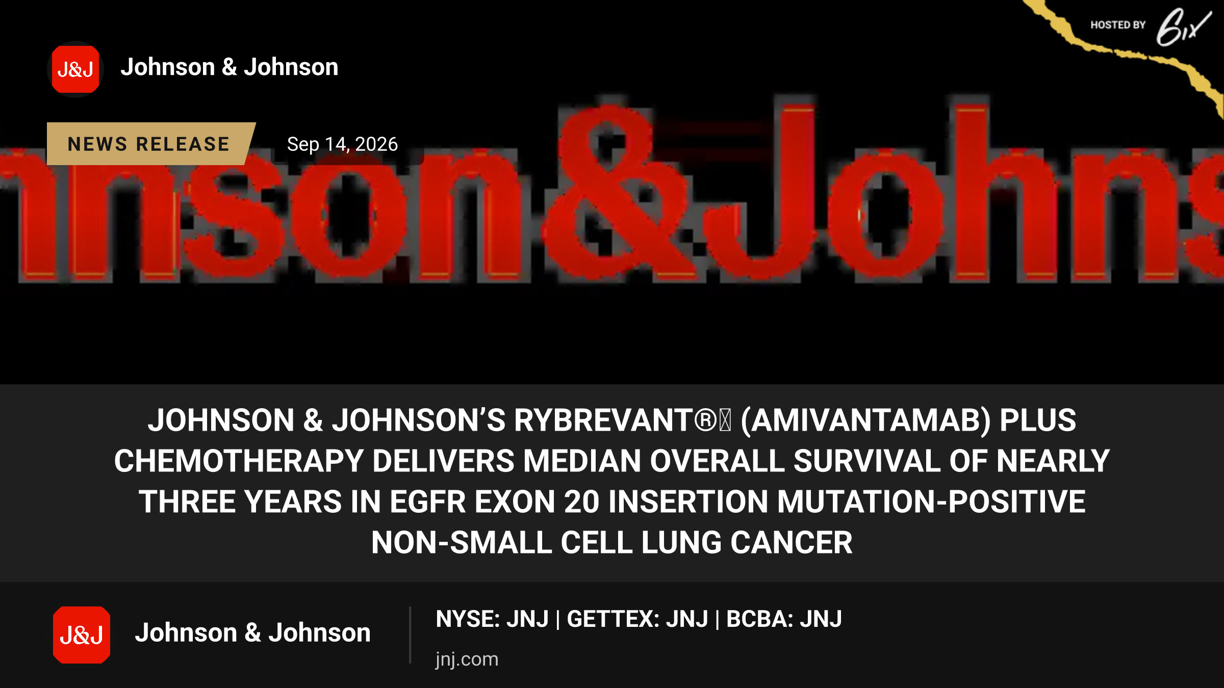 Johnson & Johnson’s RYBREVANT®▼ (amivantamab) plus chemotherapy delivers median overall survival of nearly three years in EGFR exon 20 insertion mutation-positive non-small cell lung cancer