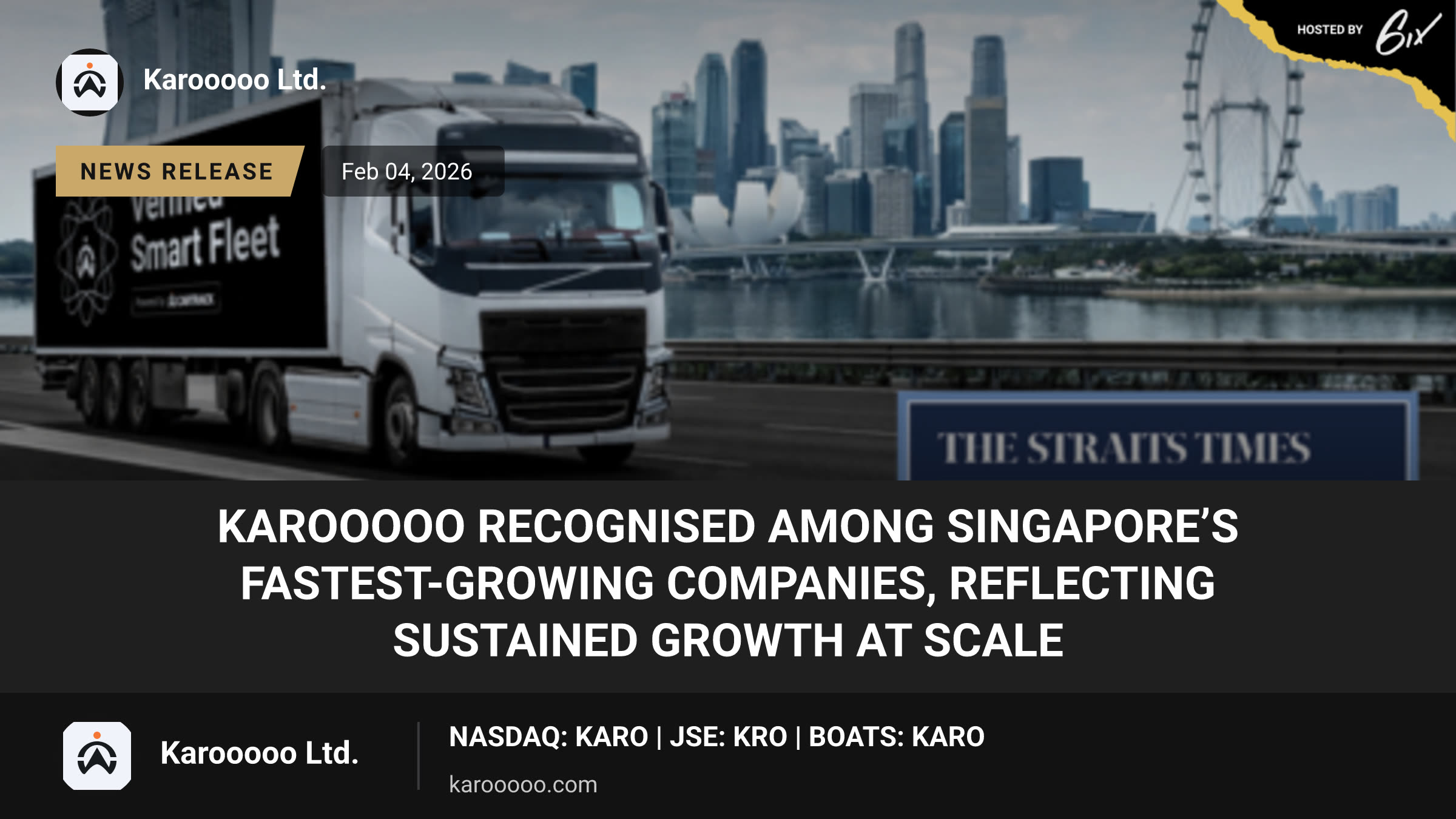 Karooooo Recognised Among Singapore’s Fastest-Growing Companies, Reflecting Sustained Growth at Scale