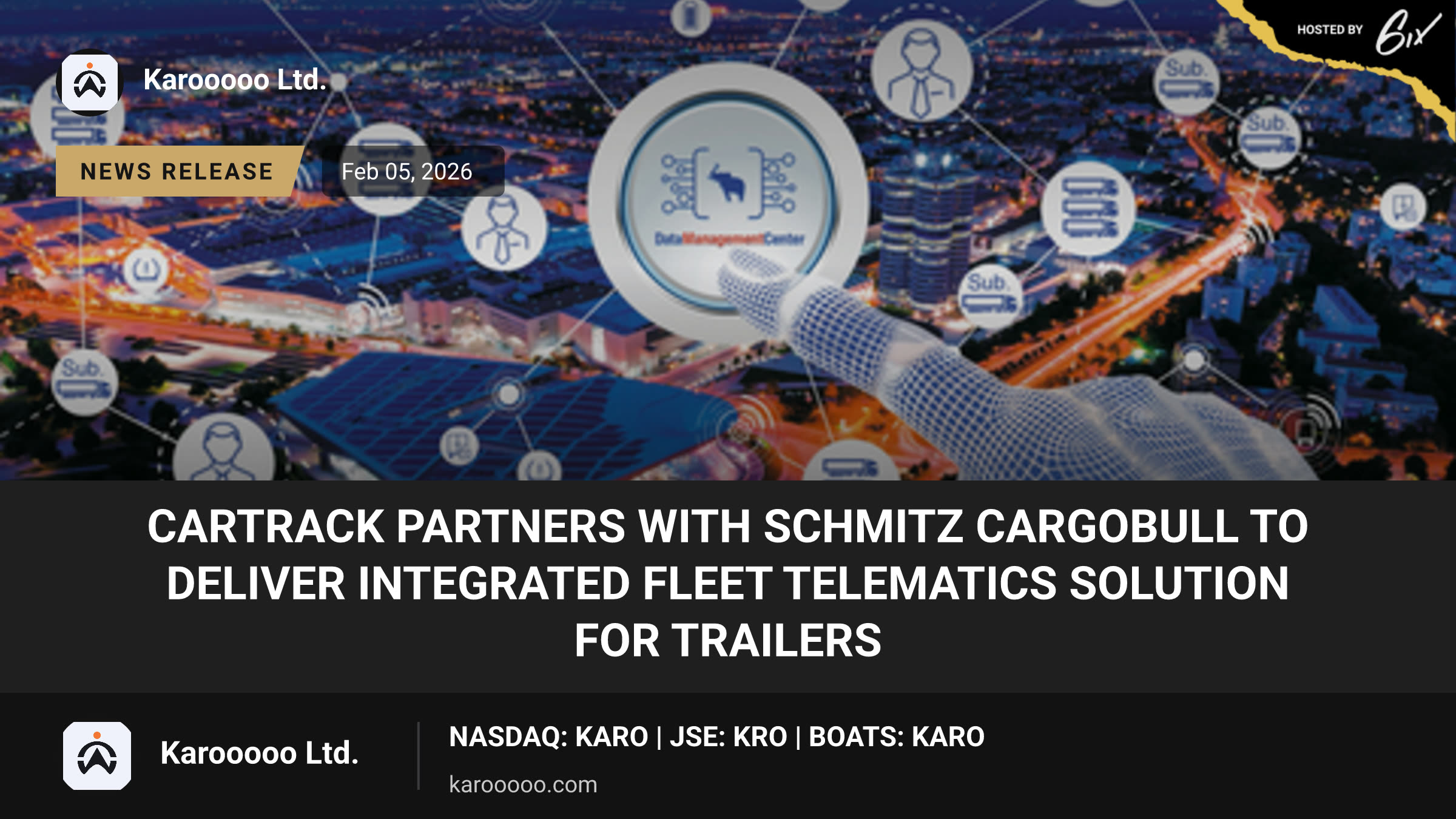 Cartrack Partners With Schmitz Cargobull to Deliver Integrated Fleet Telematics Solution for Trailers