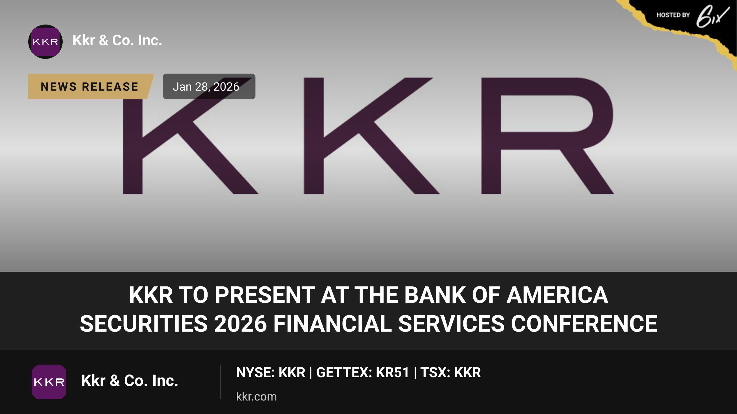 KKR to Present at the Bank of America Securities 2026 Financial Services Conference