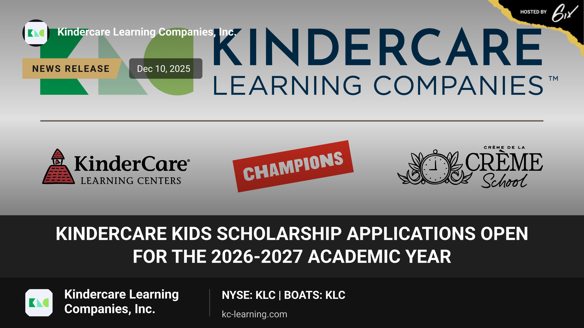 KinderCare Kids Scholarship Applications Open for the 2026-2027 Academic Year