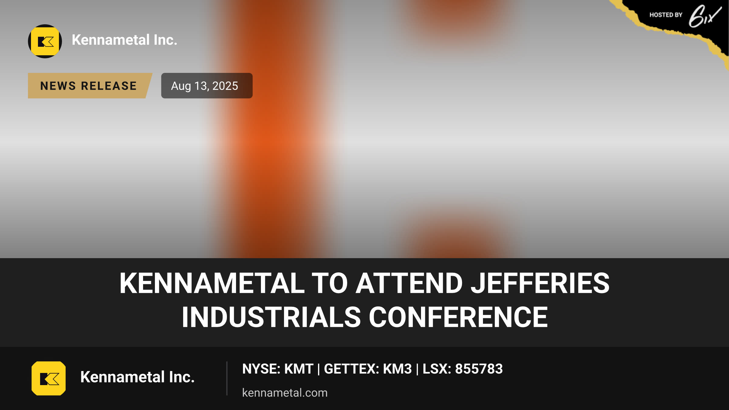 Kennametal to Attend Jefferies Industrials Conference